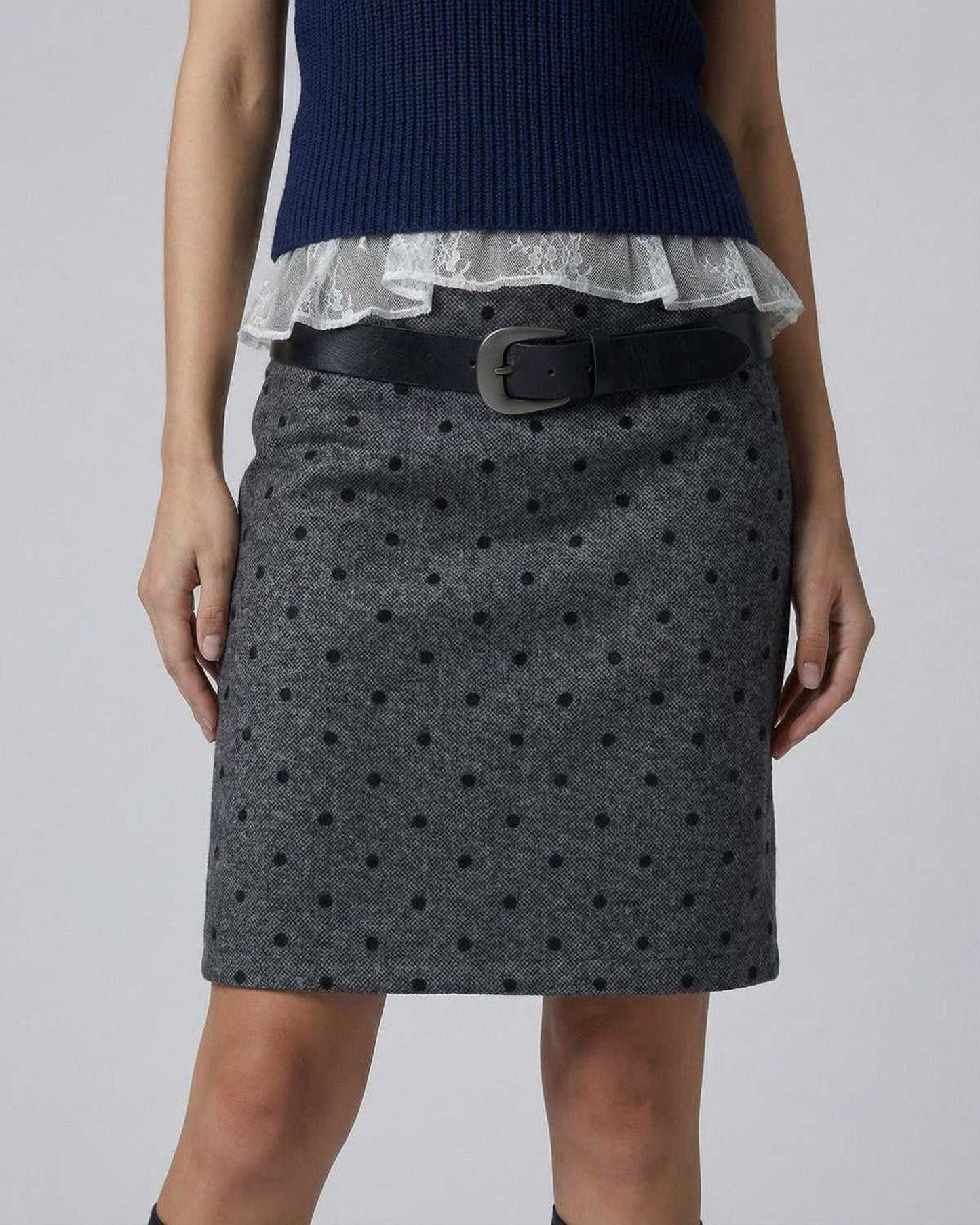 Katia Dames Mini Rok | Polkadot Patroon | Achterpand Split