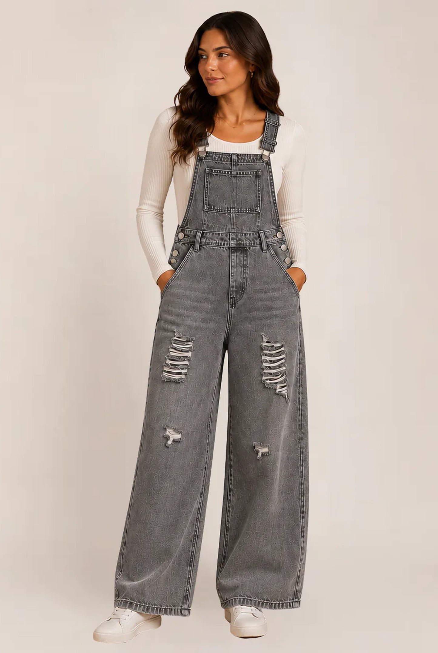 Rachelle Dames Jumpsuit | Wijde Pijpen | Gescheurde Details