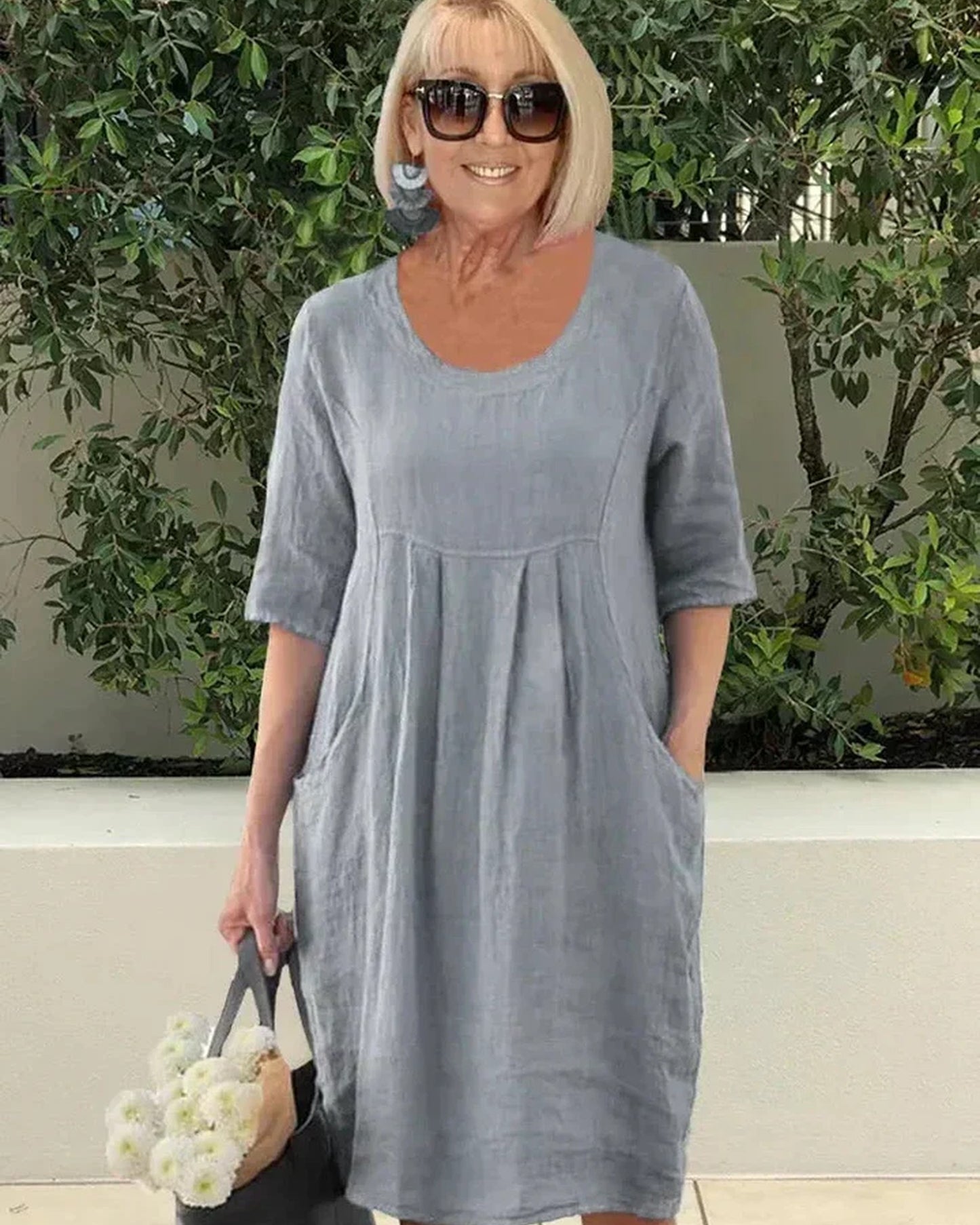 Annaëlle Dames Midi Jurk | Driekwart Mouwen | Empire Taille