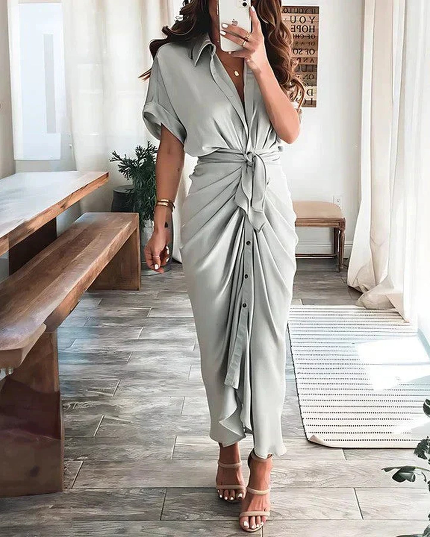 Marianne Women's Midi Dress | Wrap Design | Short Sleeves
