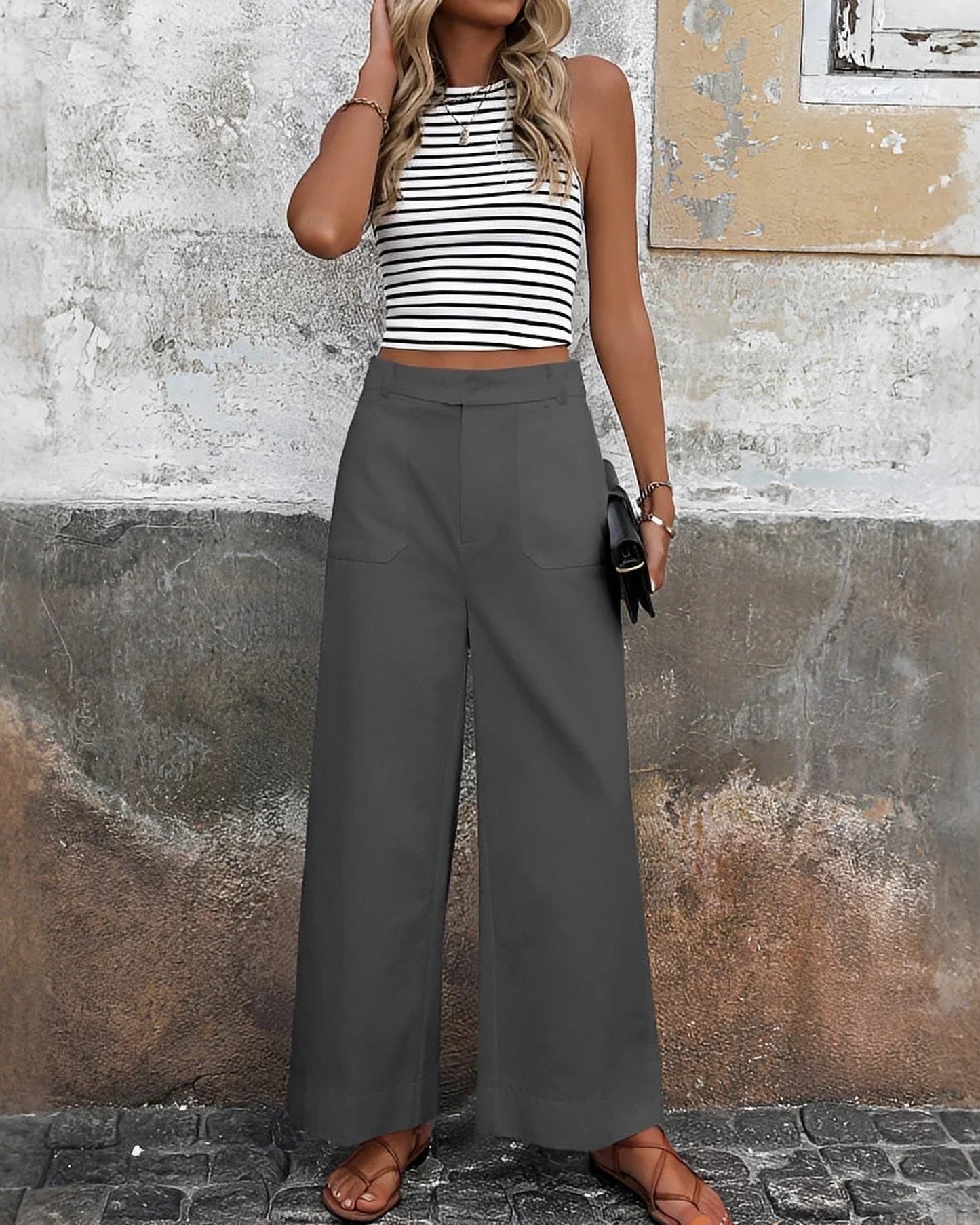 Wivine Dames Broek | Wijde Pijpen | Hoge Taille