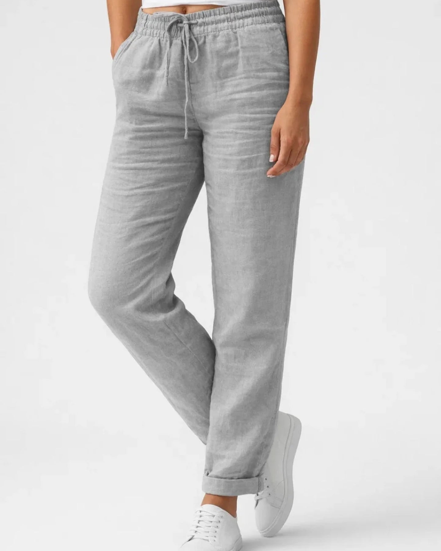 Anette Dames Broek | Elastische Tailleband | Koordstrik Detail