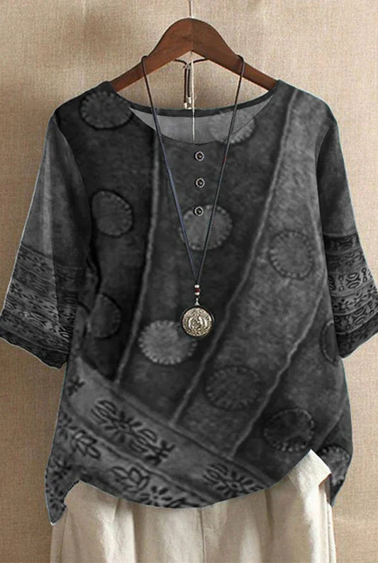 Carole Dames Top | Geborduurde Bloemen | Ronde Hals