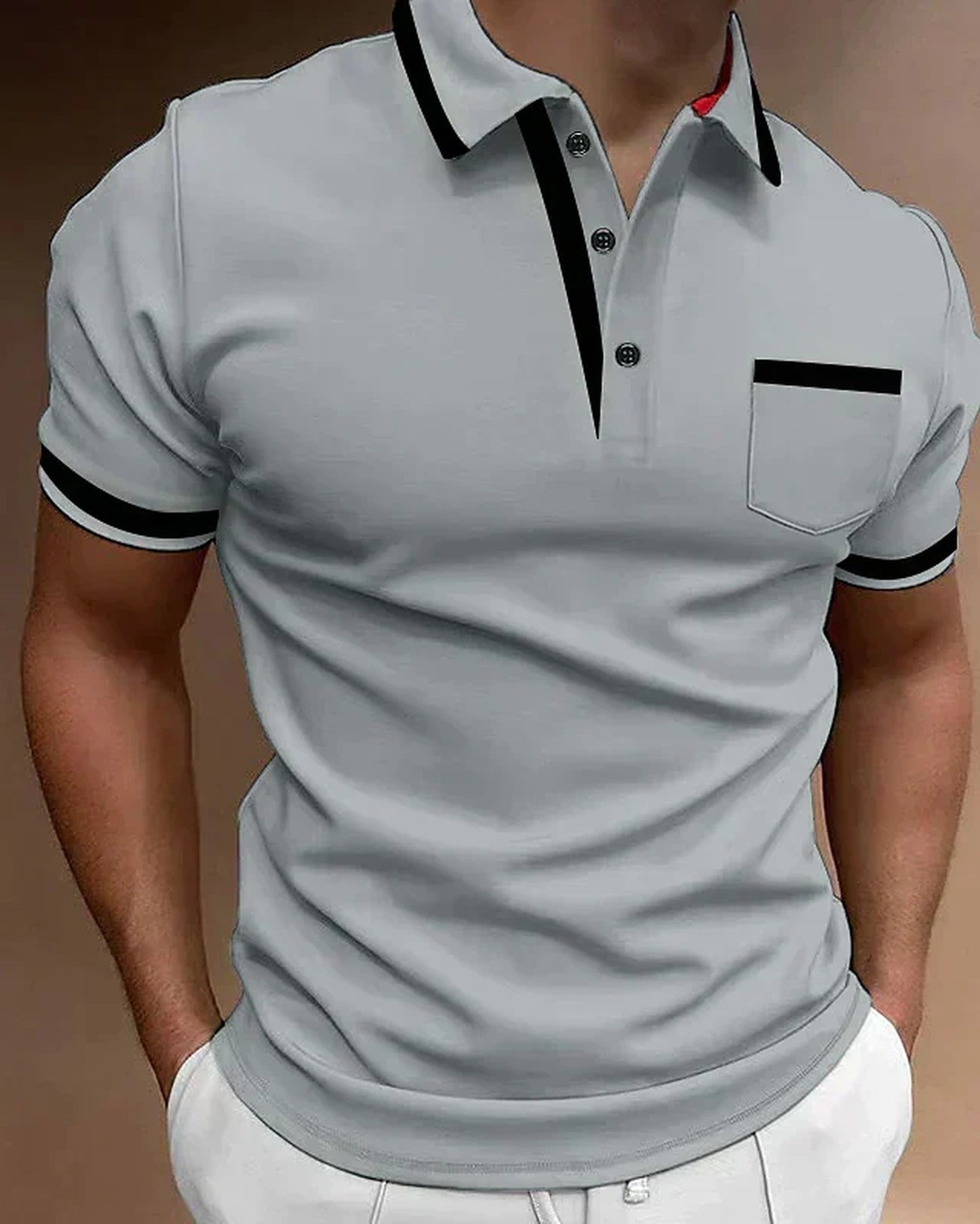 Sandro Heren Polo Shirt | Gestreepte Mouwen | Borstzak Detail