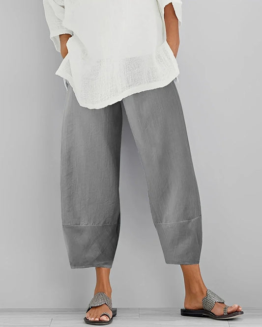 Pascaline Women's Trousers | Wide-Leg Legs | Horizontal Stitching