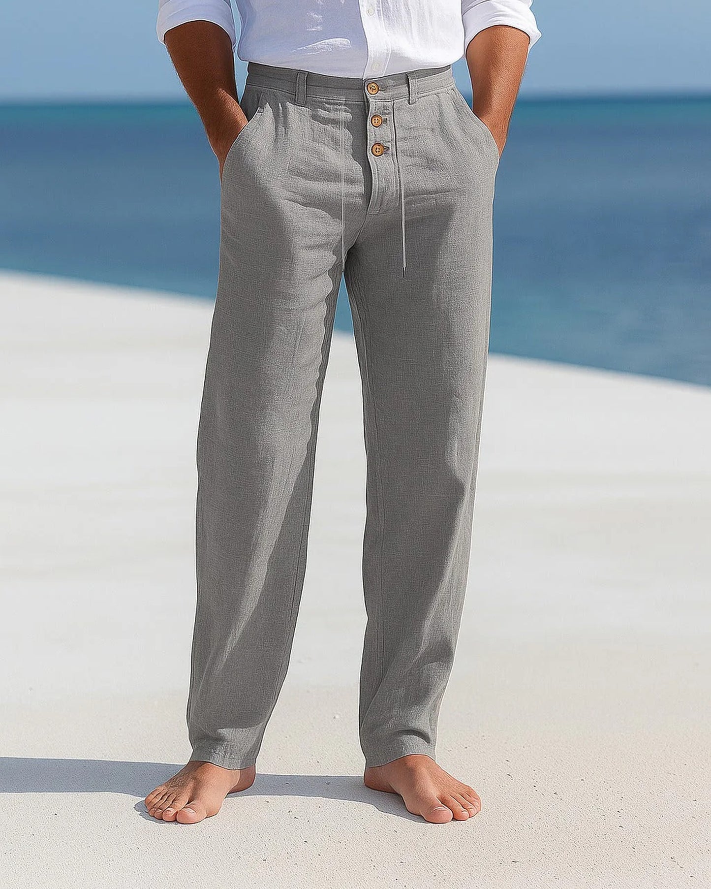 Gregorio Heren Trousers | Linen Weaving | Adjustable Waist