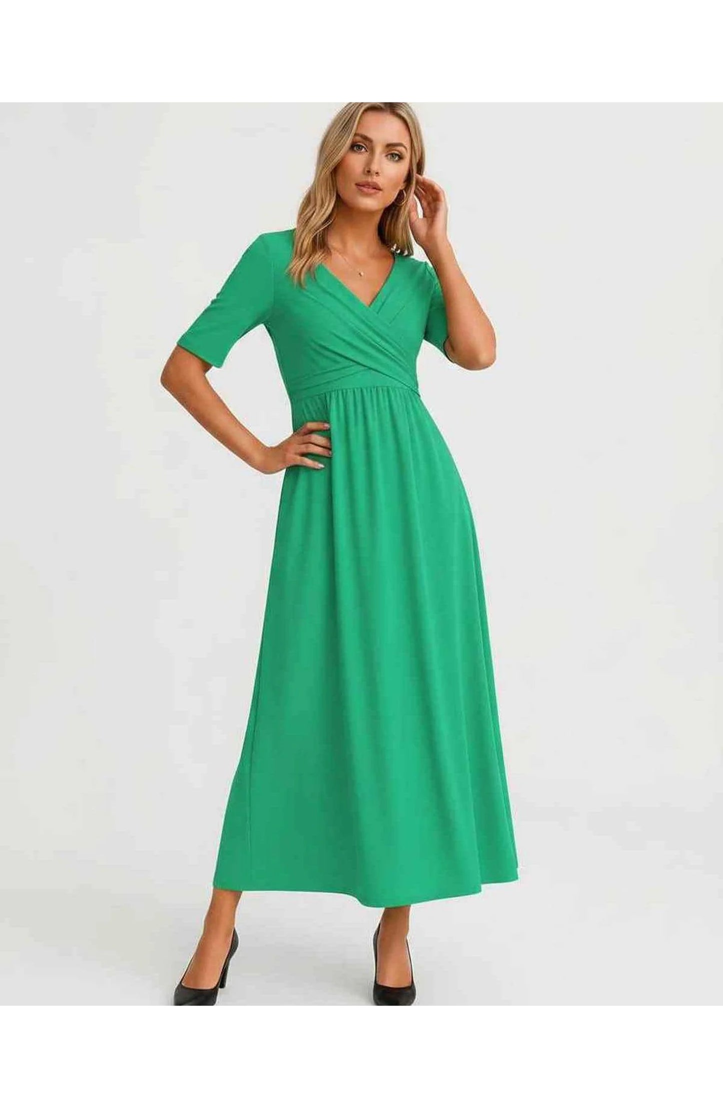 Isaline Women's Midi Dress | V-Neck Wrap Design | Layered Fringe