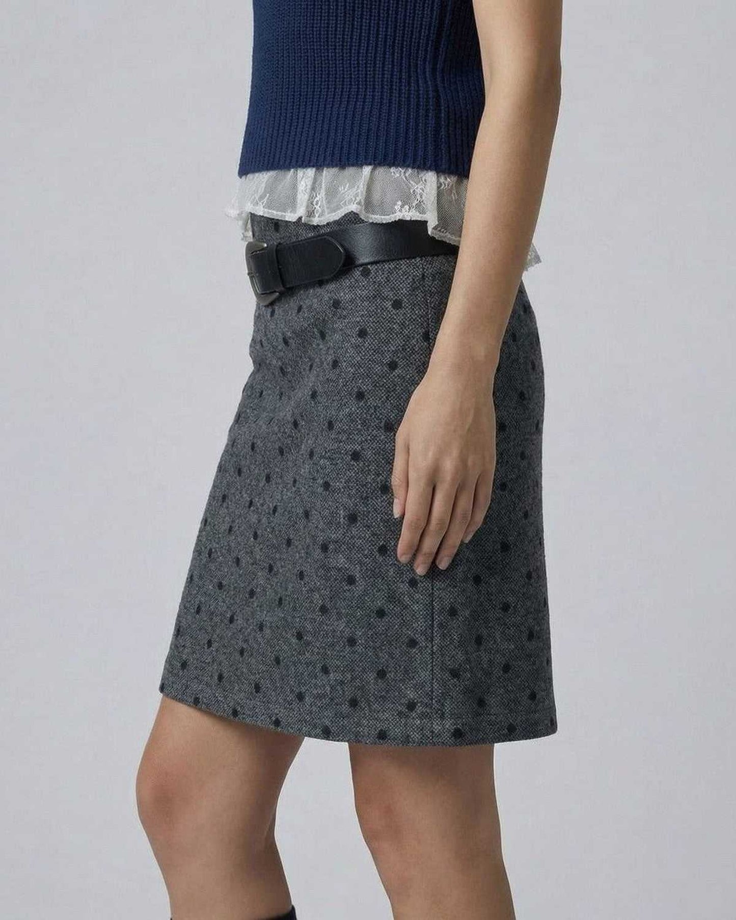 Katia Dames Mini Rok | Polkadot Patroon | Achterpand Split