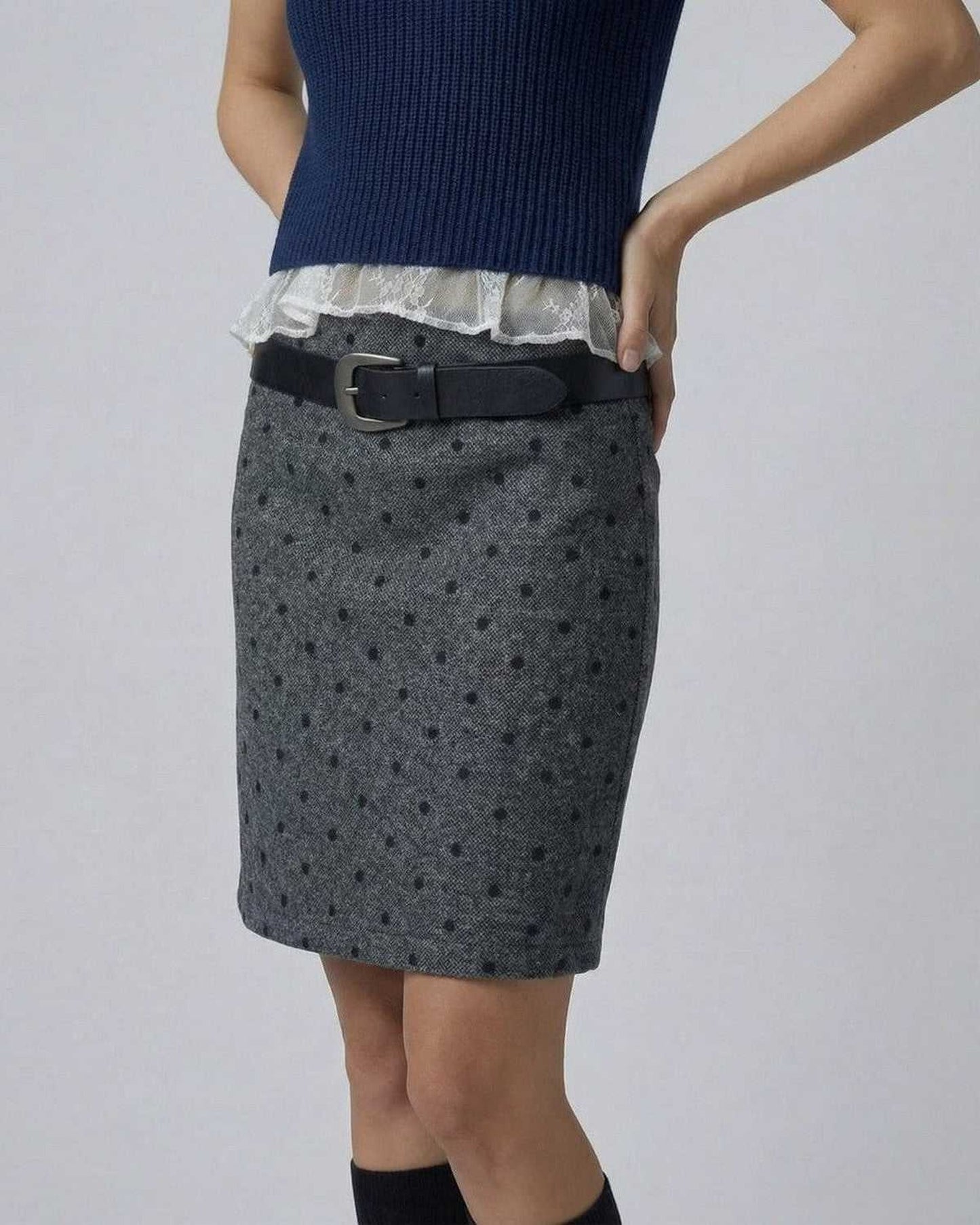 Katia Dames Mini Rok | Polkadot Patroon | Achterpand Split