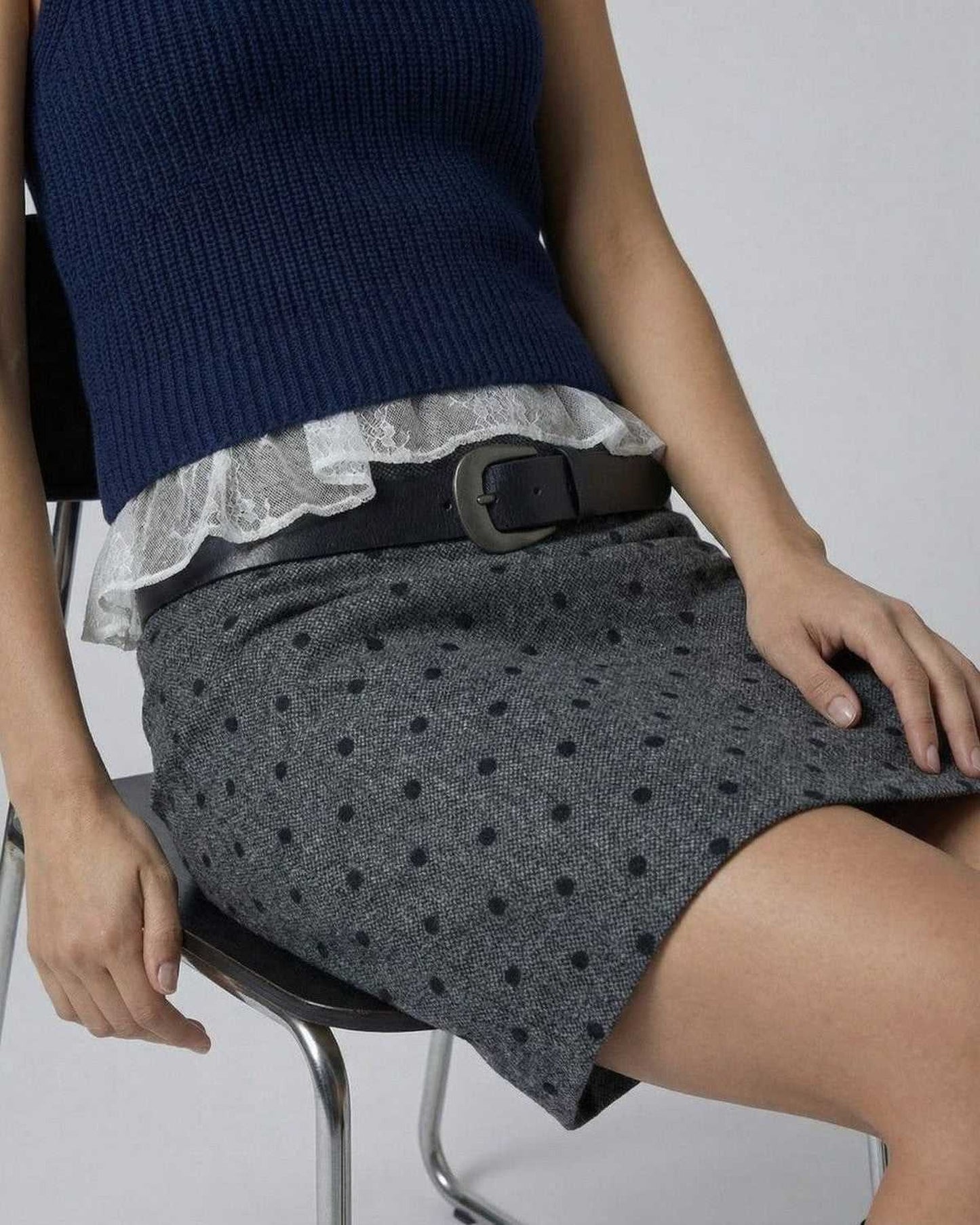 Katia Dames Mini Rok | Polkadot Patroon | Achterpand Split