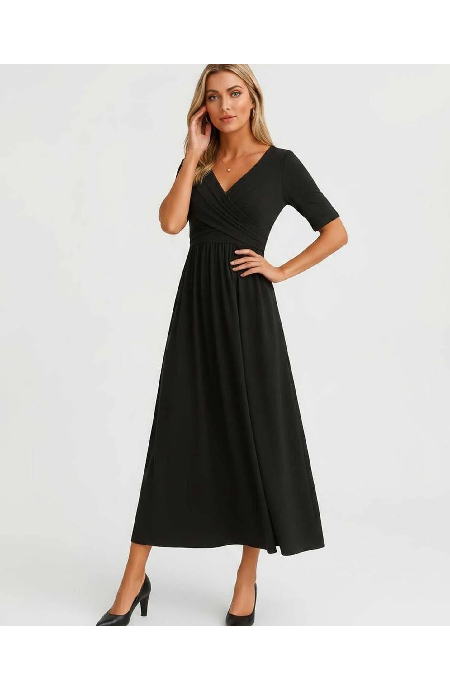 Isaline Women's Midi Dress | V-Neck Wrap Design | Layered Fringe