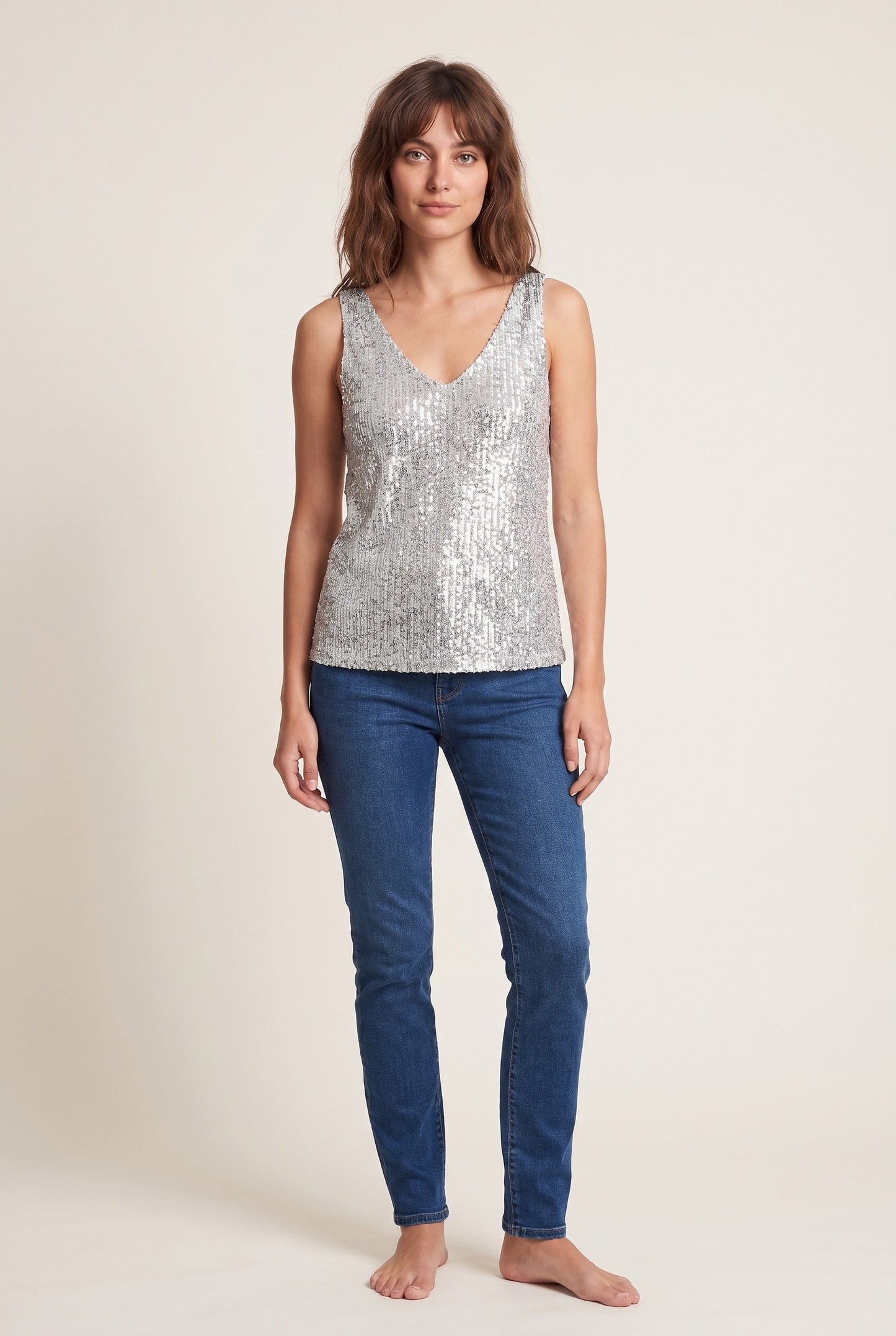 Ludivine Dames Top | Pailletten | V-Hals