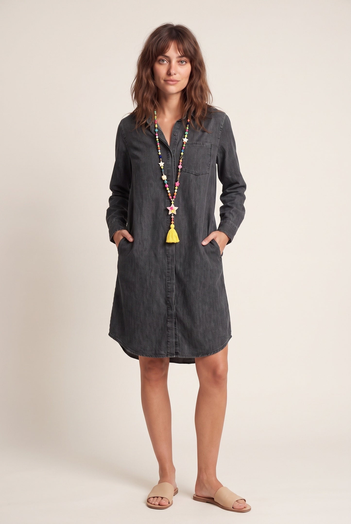 Orlane Women's Mini Dress | Denim Shirt Dress | Knee-Length Fit