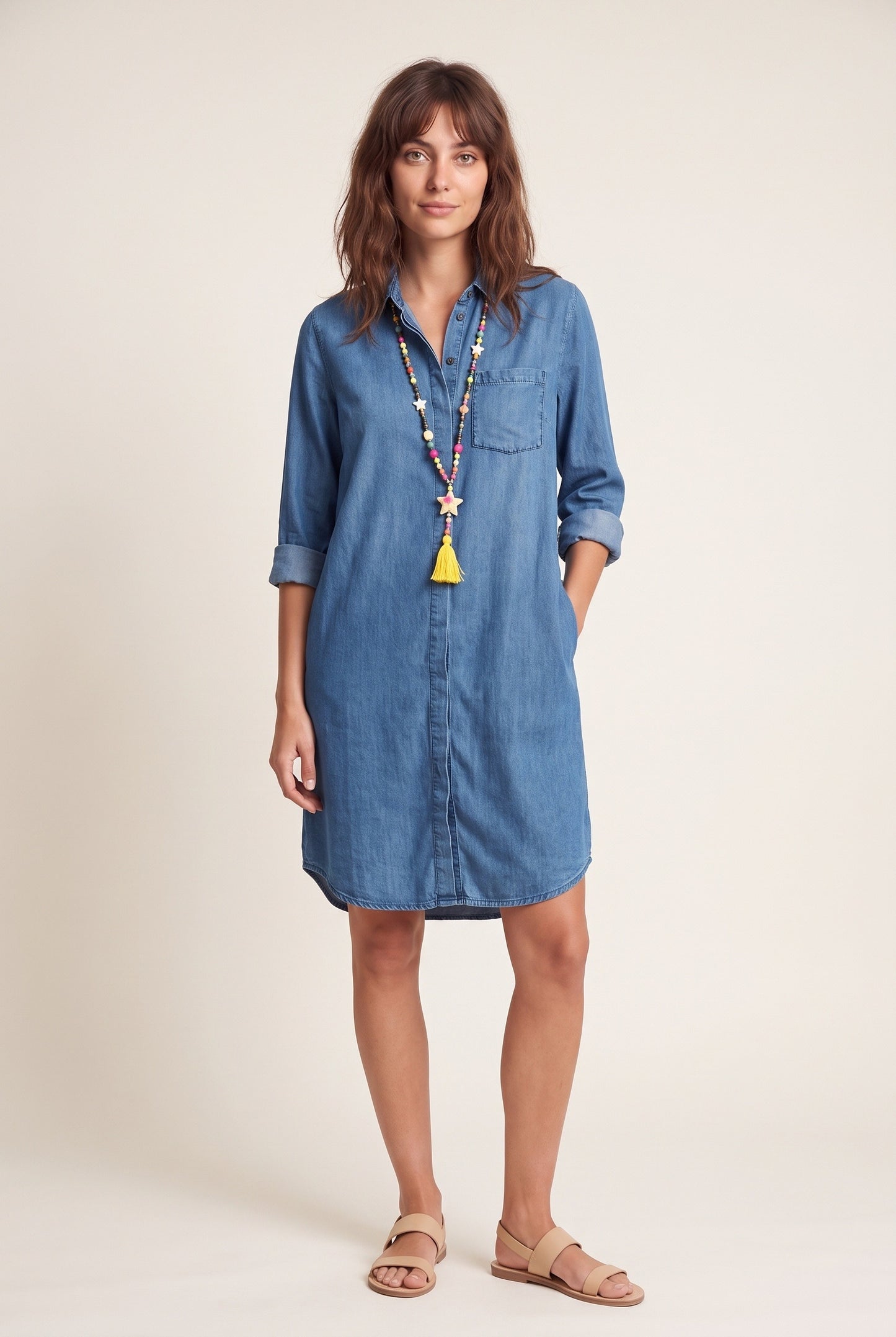 Orlane Women's Mini Dress | Denim Shirt Dress | Knee-Length Fit