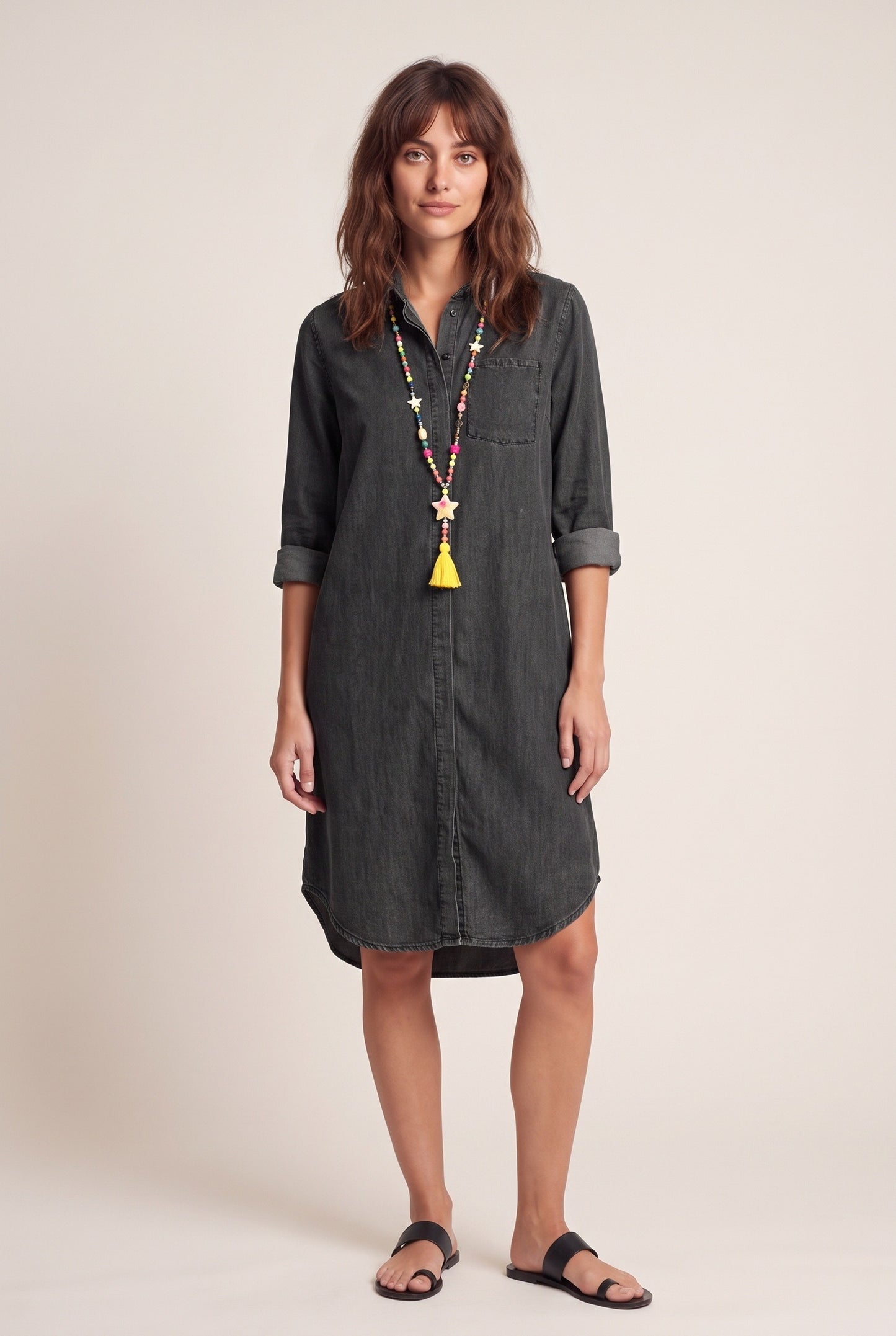 Orlane Women's Mini Dress | Denim Shirt Dress | Knee-Length Fit