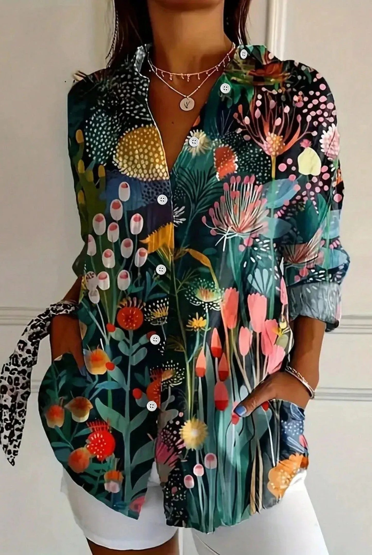 Bernarde Dames Top | Geschilderde Bloemenprint | Oversized Pasvorm