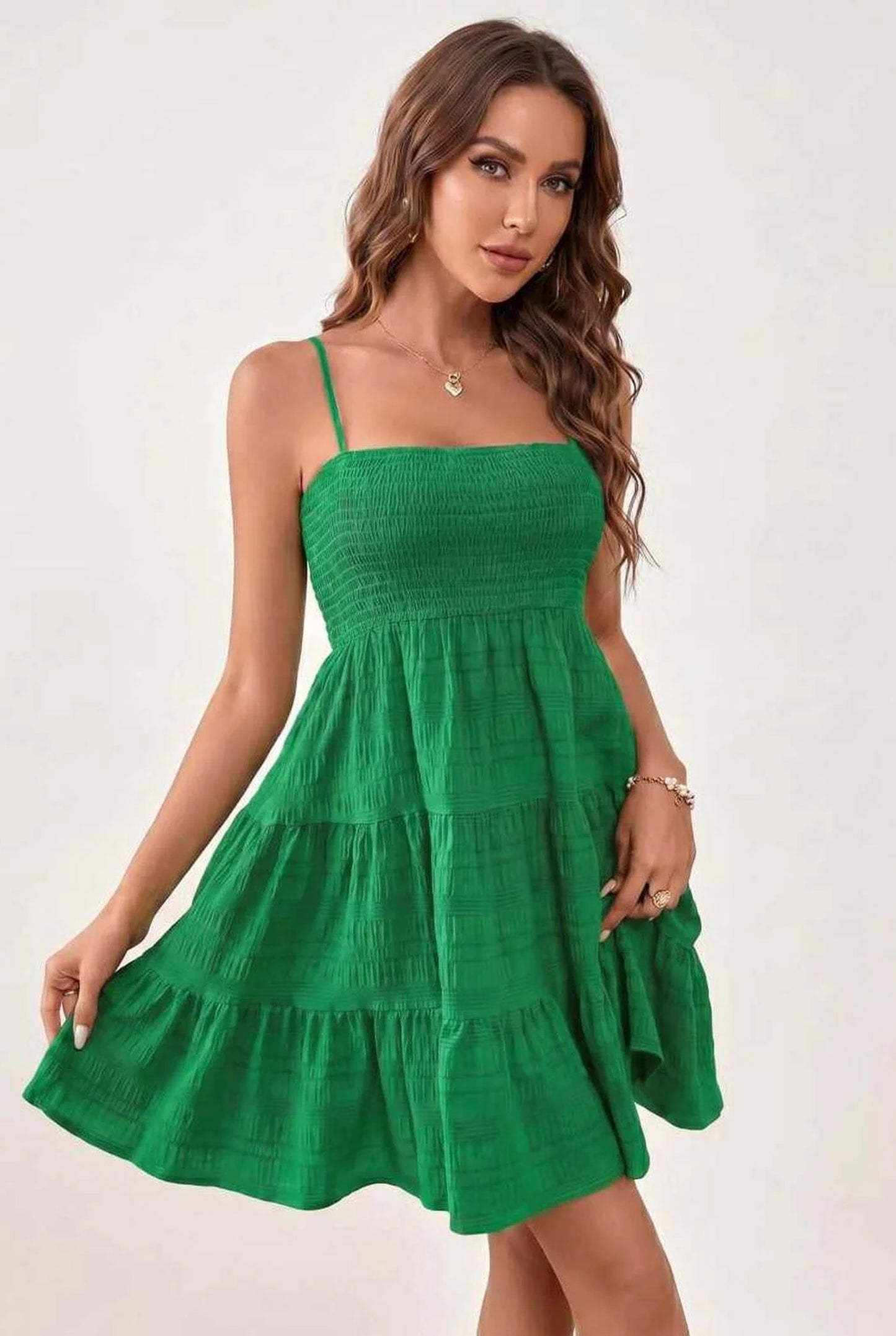 Mélina Dame Mini Kjole | Smocket Bandeau Top | Lagdelte Lagkjole