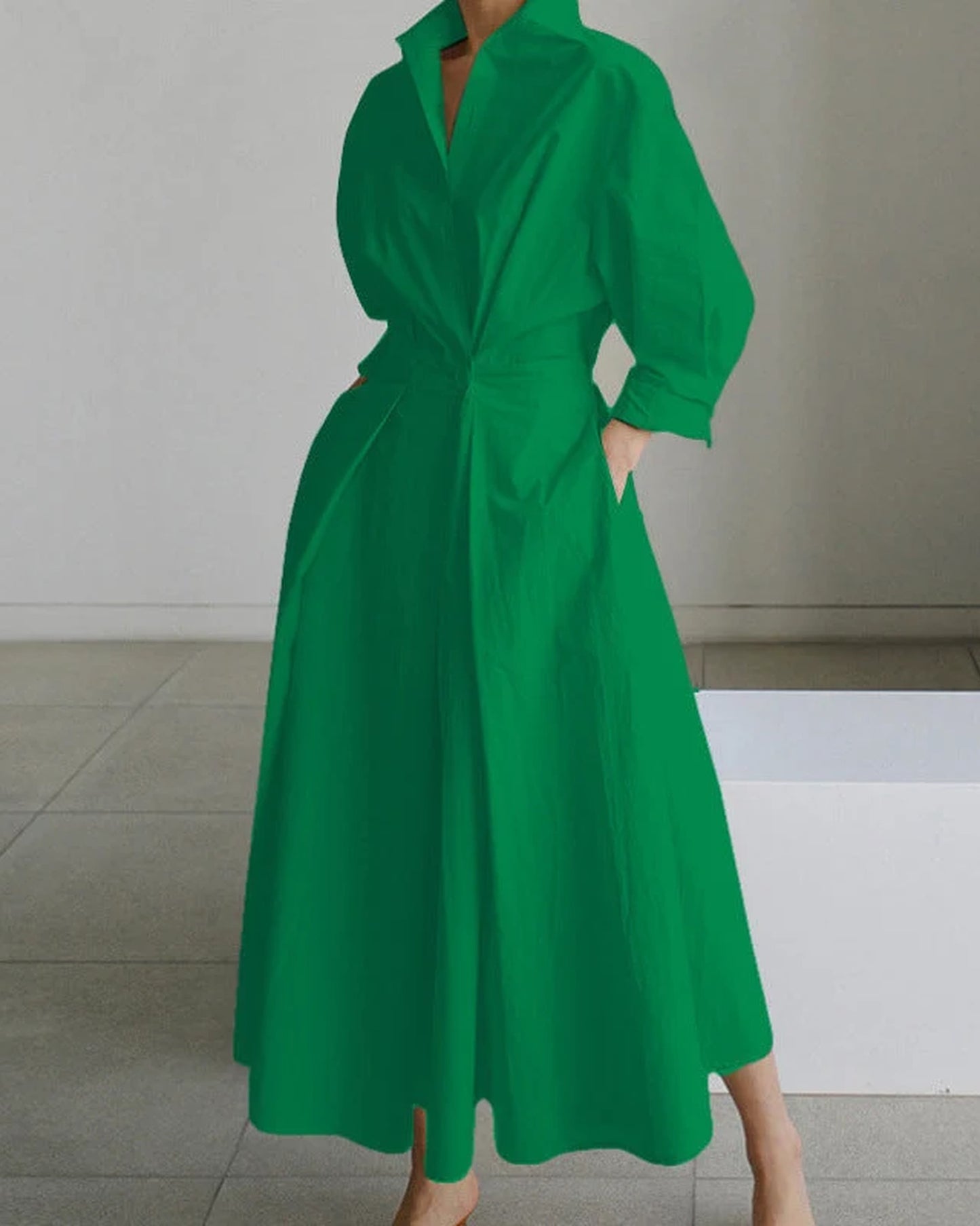Arianna Dames Maxi Kjole | Overhemdkrave | Slå-om-design