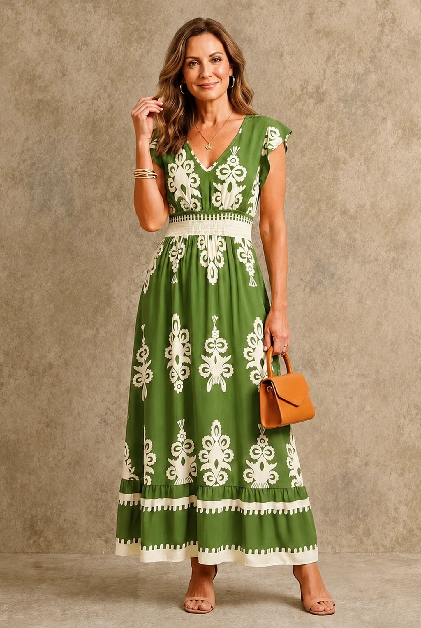 Zénobie Women's Maxi Dress | White Embroidery | V-Neck