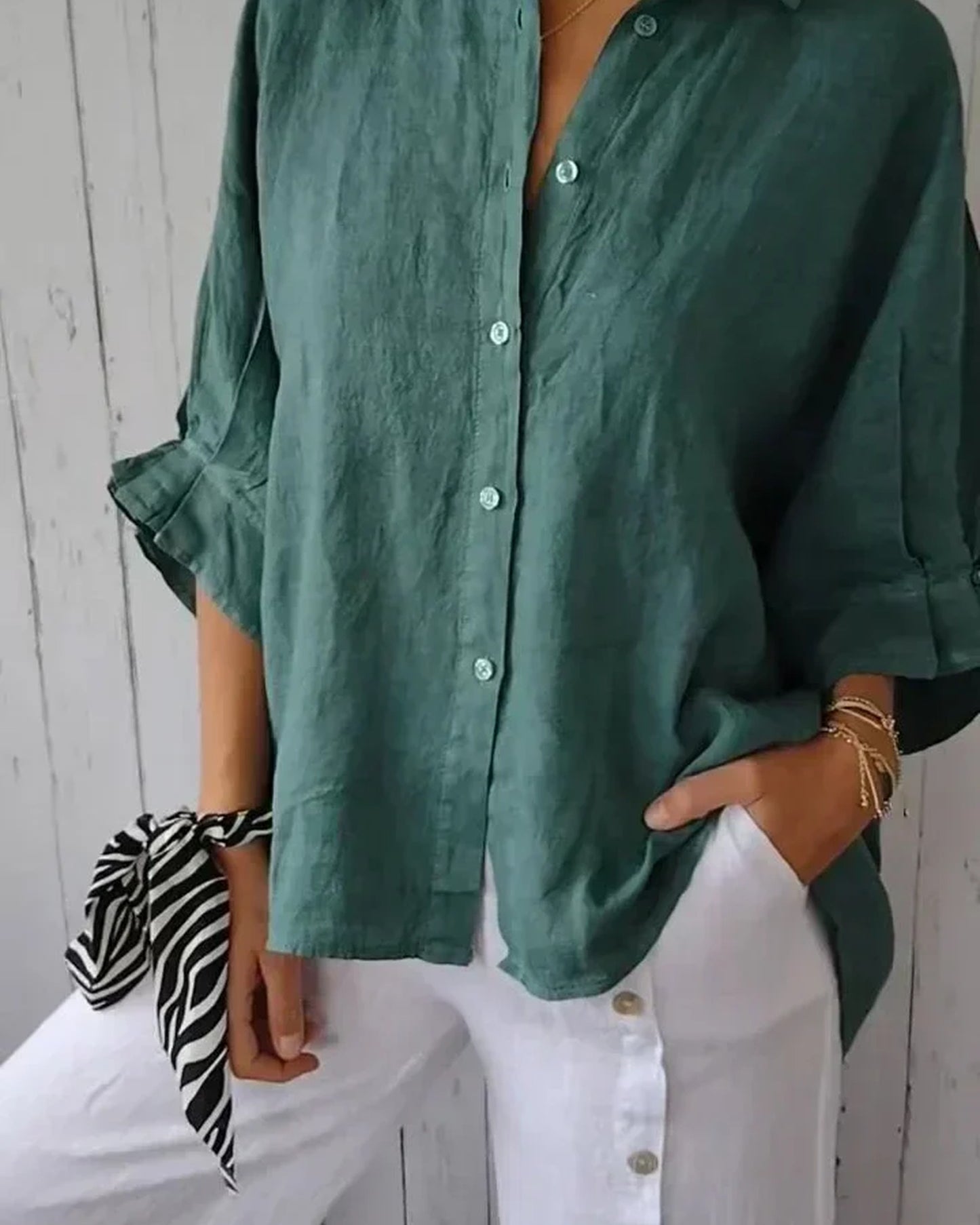 Méline Dames Blouse | Klassieke Kraag | Losvallende Pasvorm
