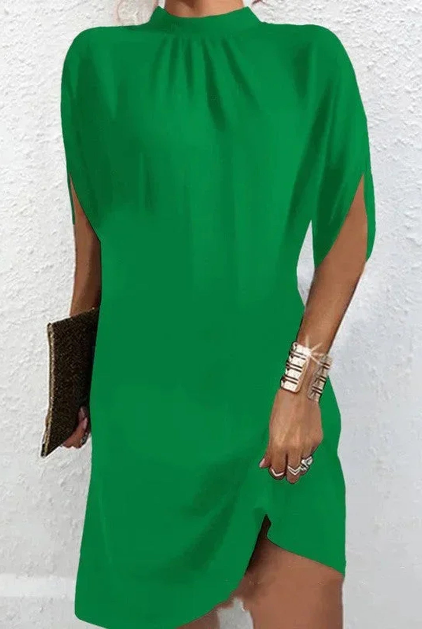 Cristiana Dames Mini Jurk | Korte Mouwen | Geplooide Details