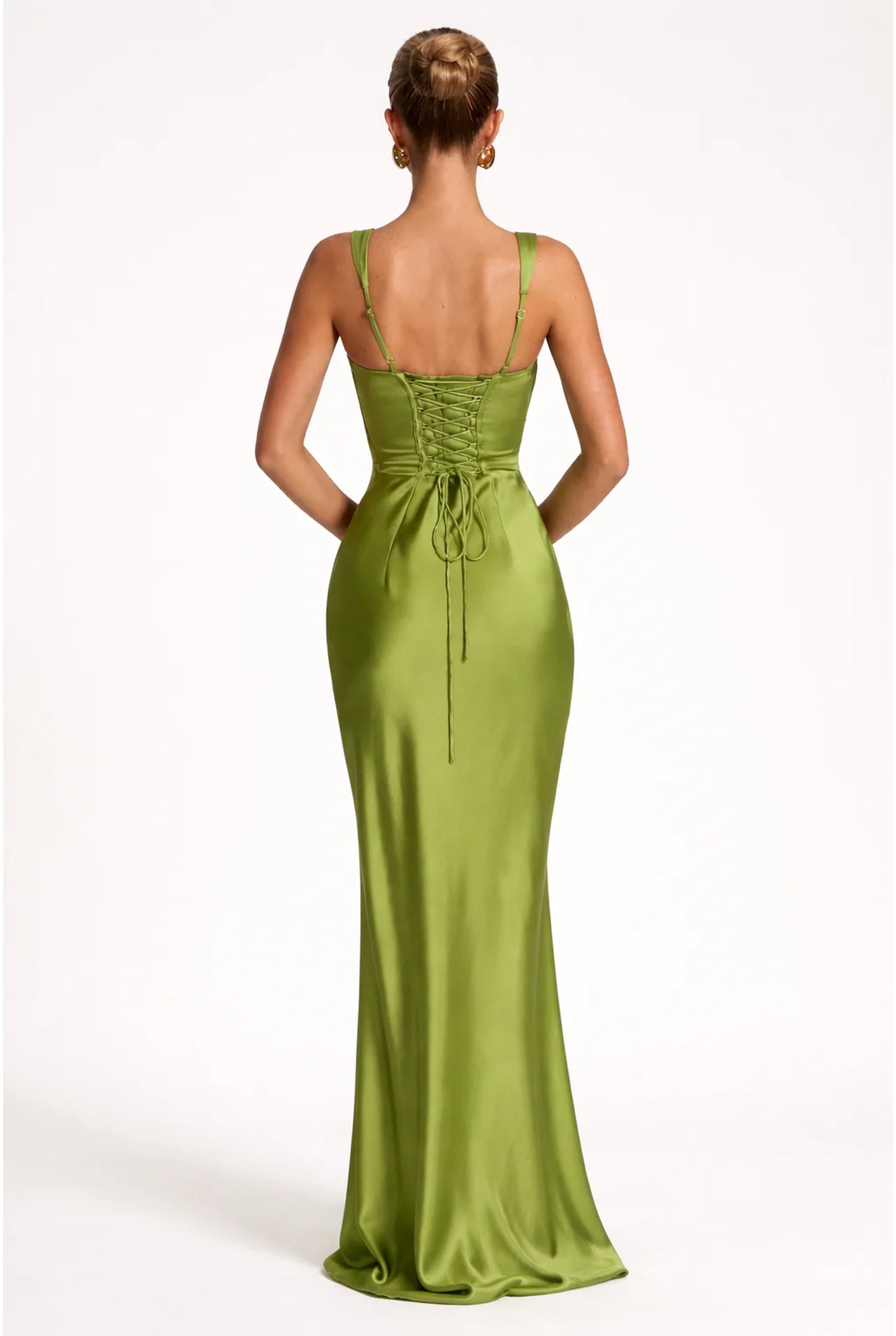 Eloïse Dames Maxi Jurk | Vierkante Halslijn & Choker | Satijn Look met Draperie