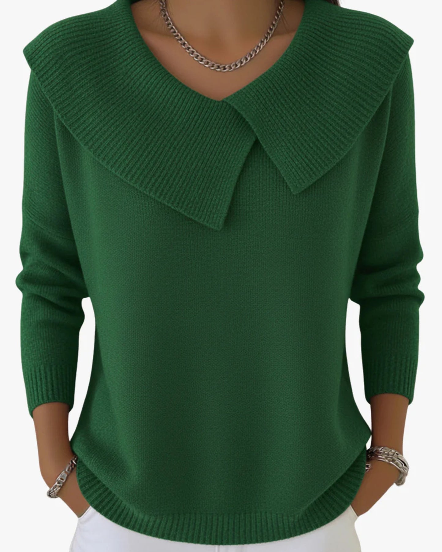 Mahaut Dames Trui | Oversized Kraag | Geribbelde Boorden