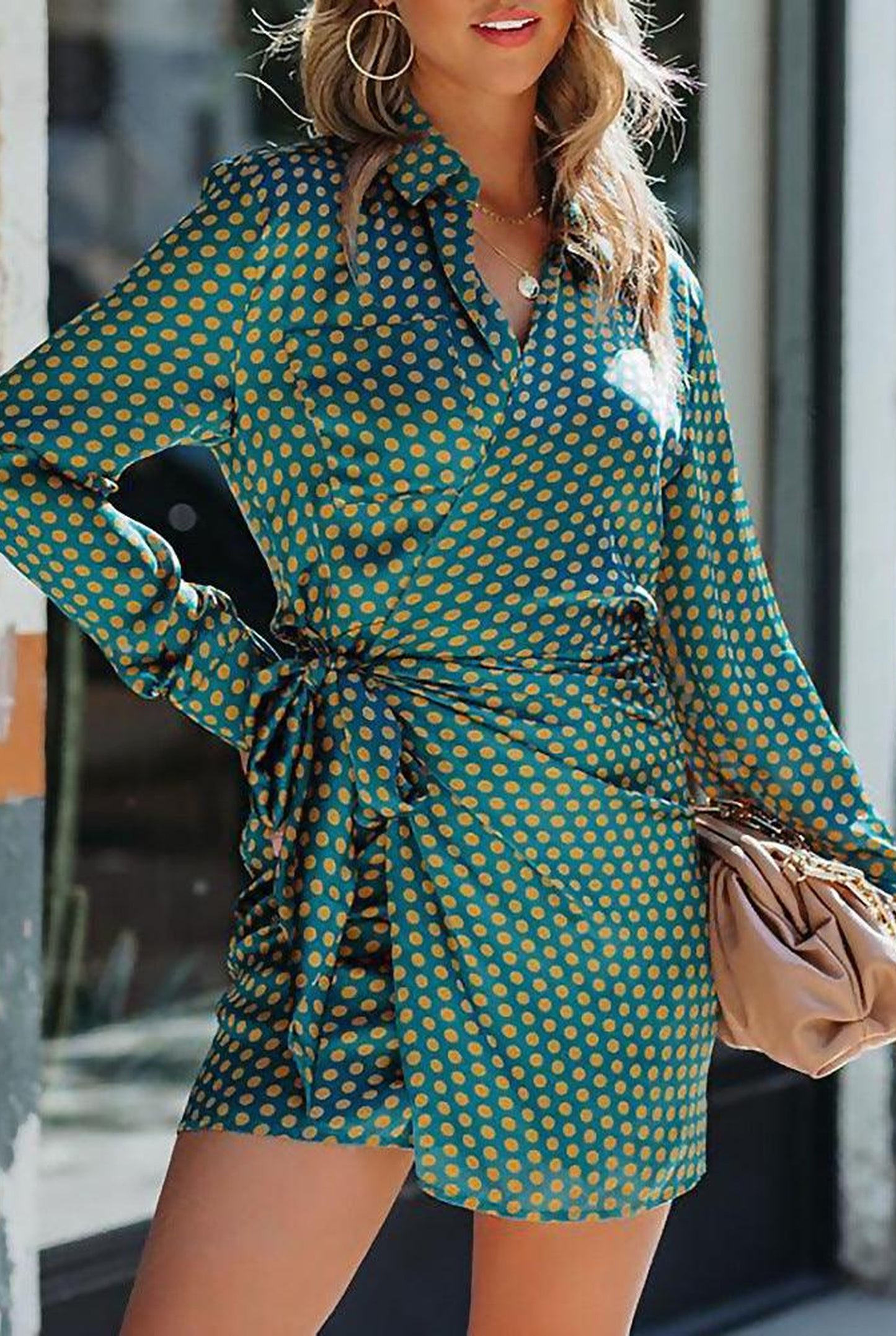 Létitia Dames Midi Jurk | Stippenprint | Wikkeldesign