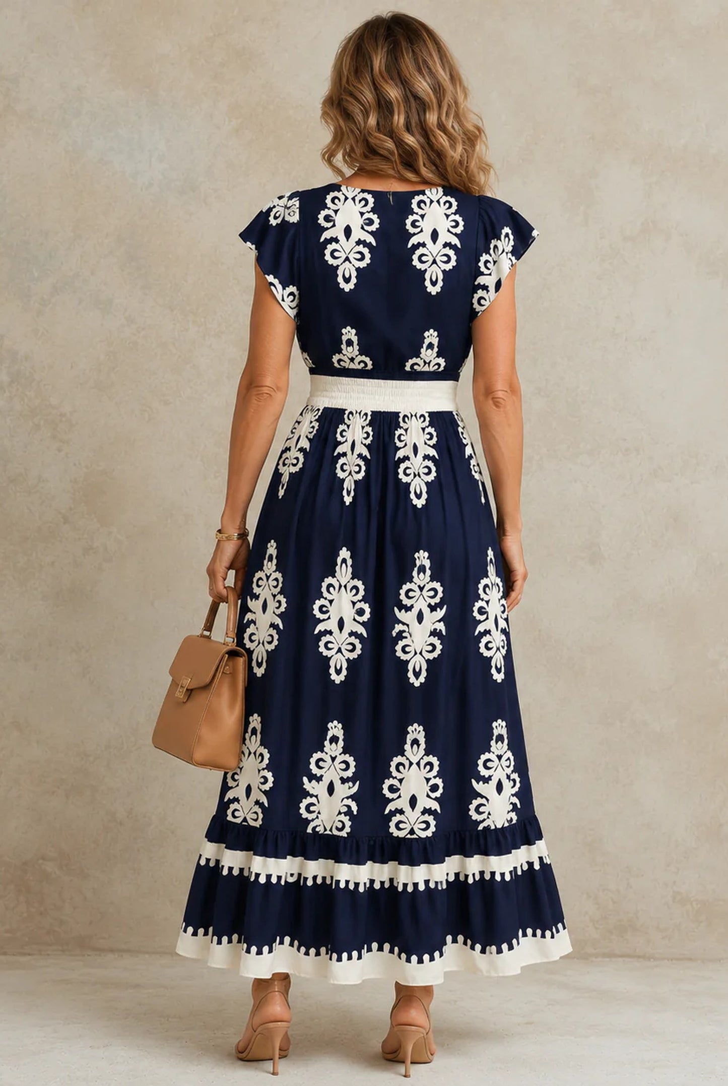 Zénobie Women's Maxi Dress | White Embroidery | V-Neck