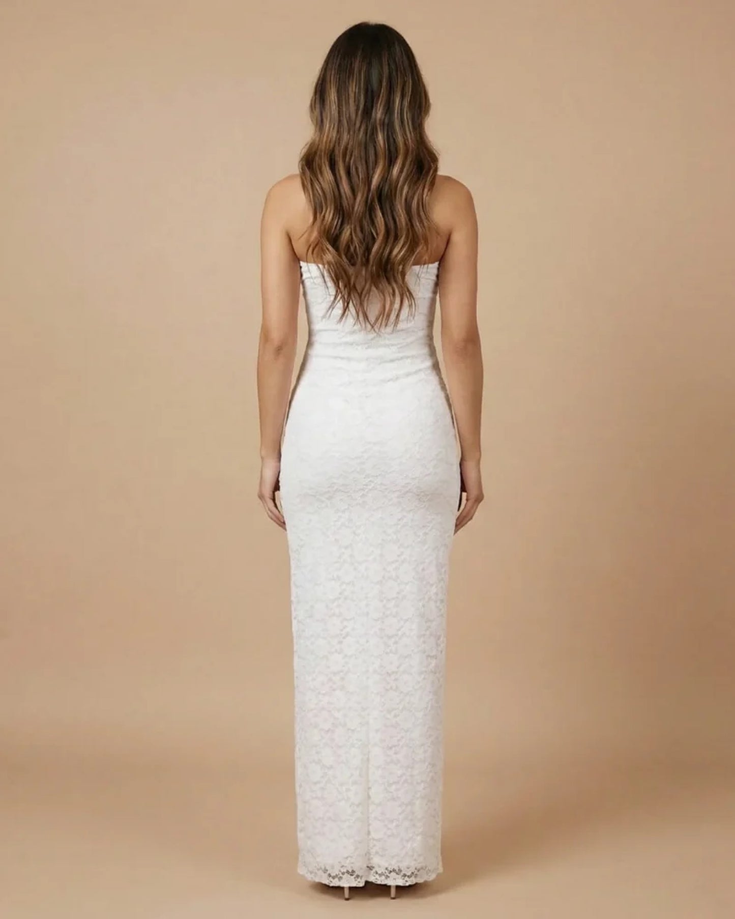 Milena Women's Maxi Dress | Strapless | Ruches Split