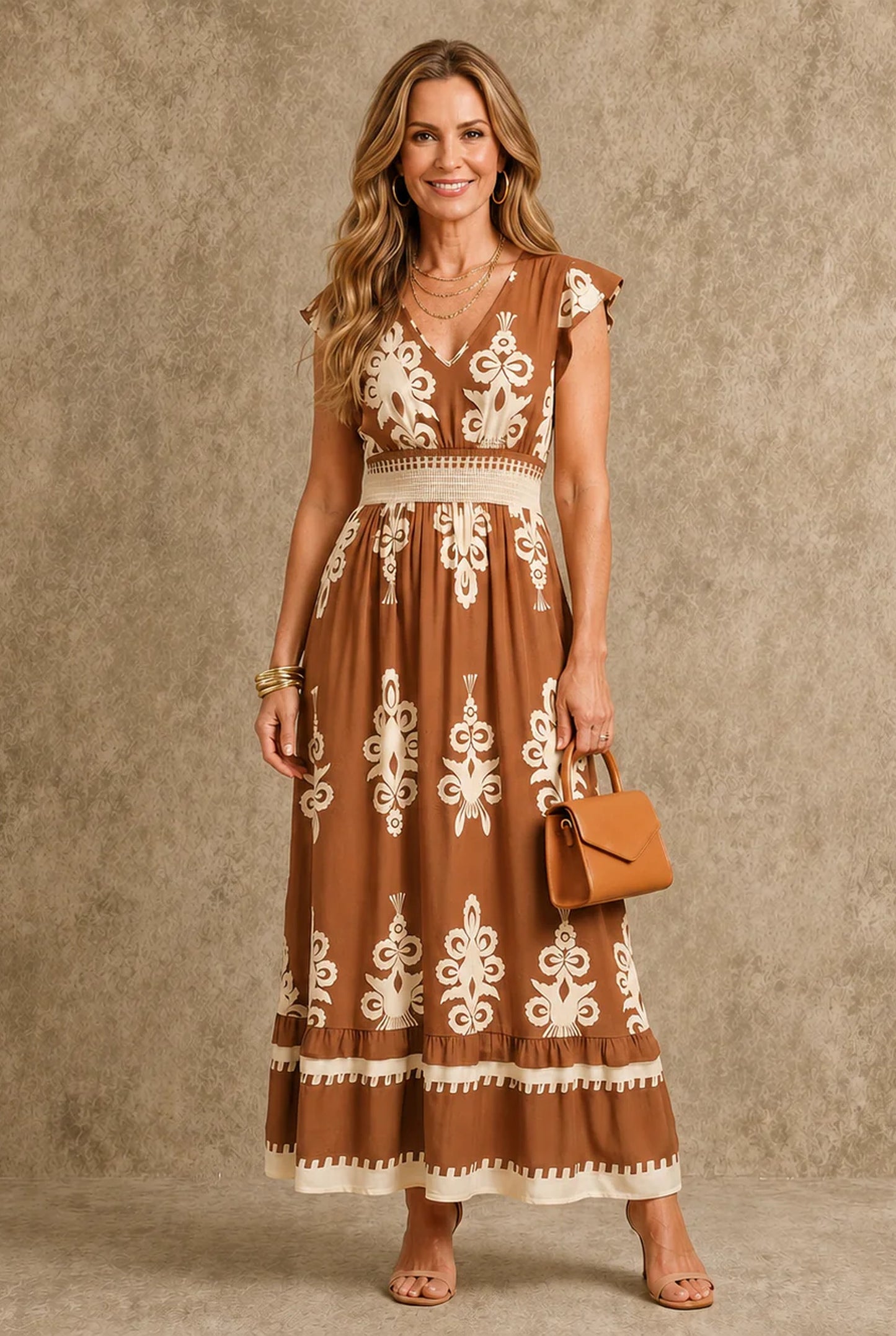 Zénobie Women's Maxi Dress | White Embroidery | V-Neck