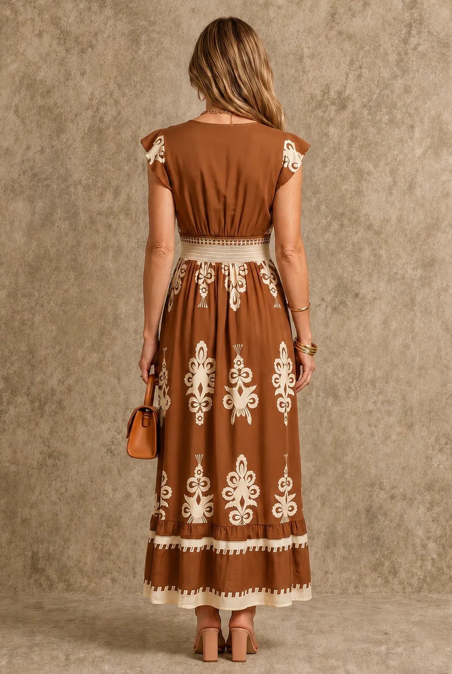 Zénobie Women's Maxi Dress | White Embroidery | V-Neck