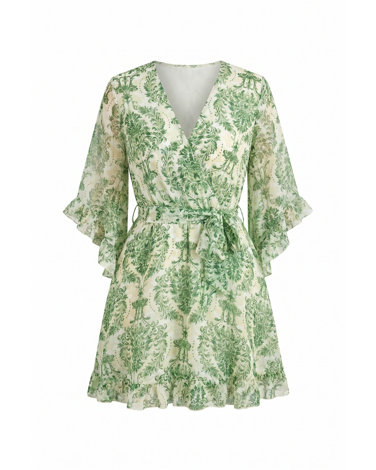 Louise Dames Mini Jurk | Bloemenprint | Overslag met Strikband