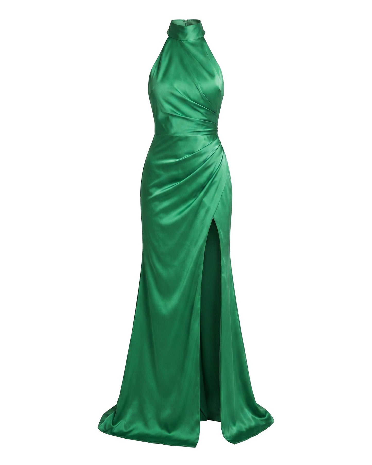 Aurélie Women's Maxi Dress | Halter Neck with High Slit | Satin Look