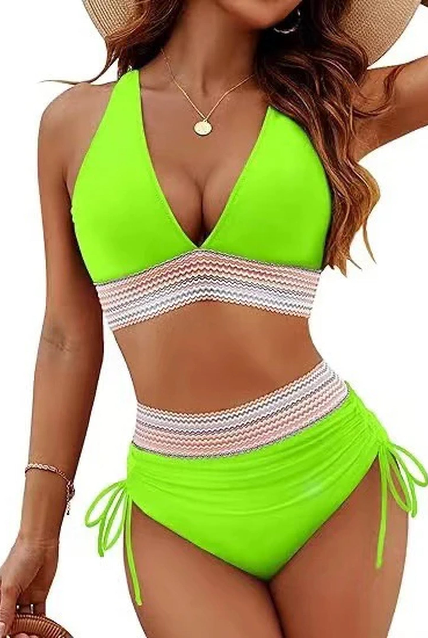Lucette Dames Badkleding | V-Hals | Zigzag Tailleband