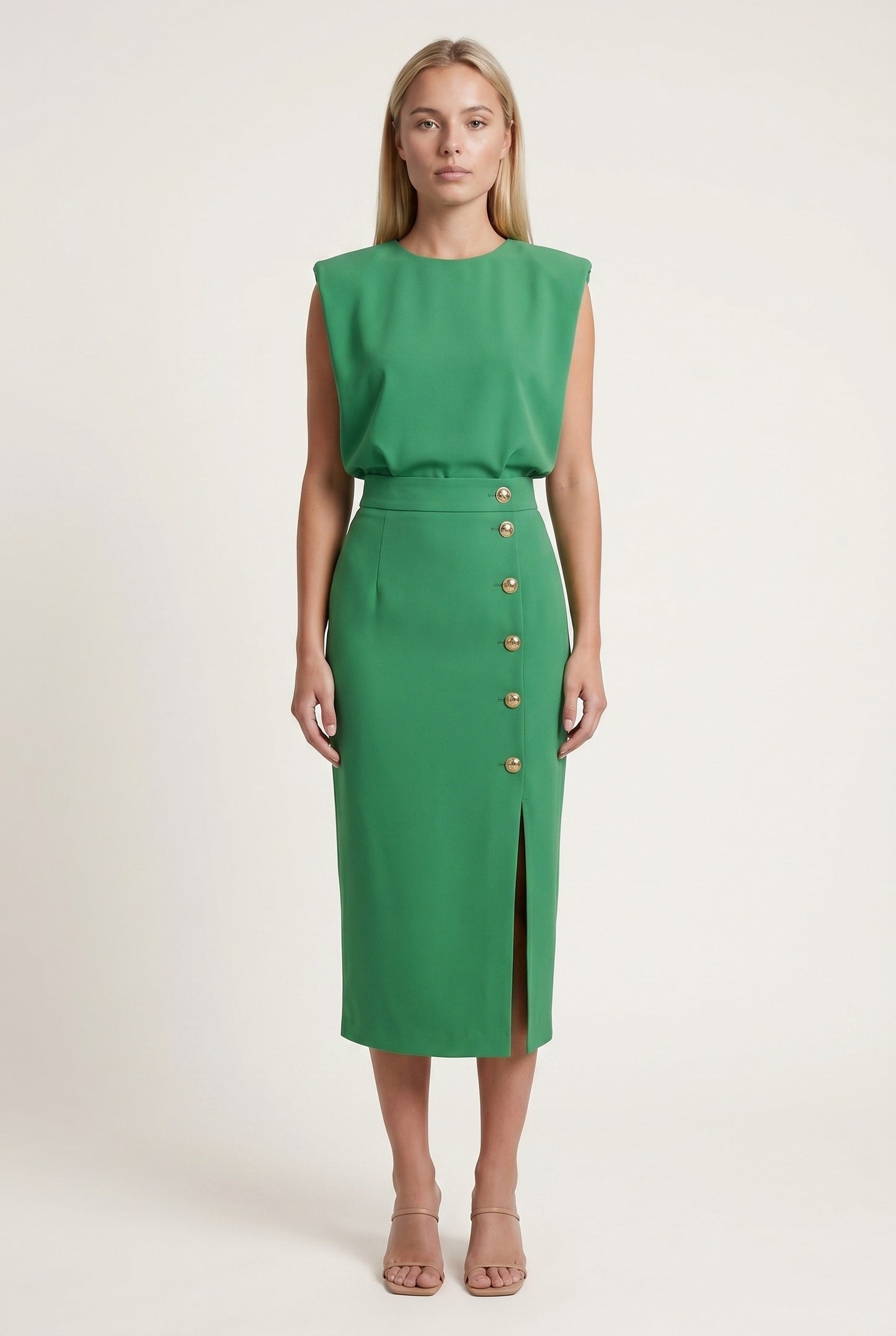 Ninon Women's Midi Dress | Button Detail Split | Split