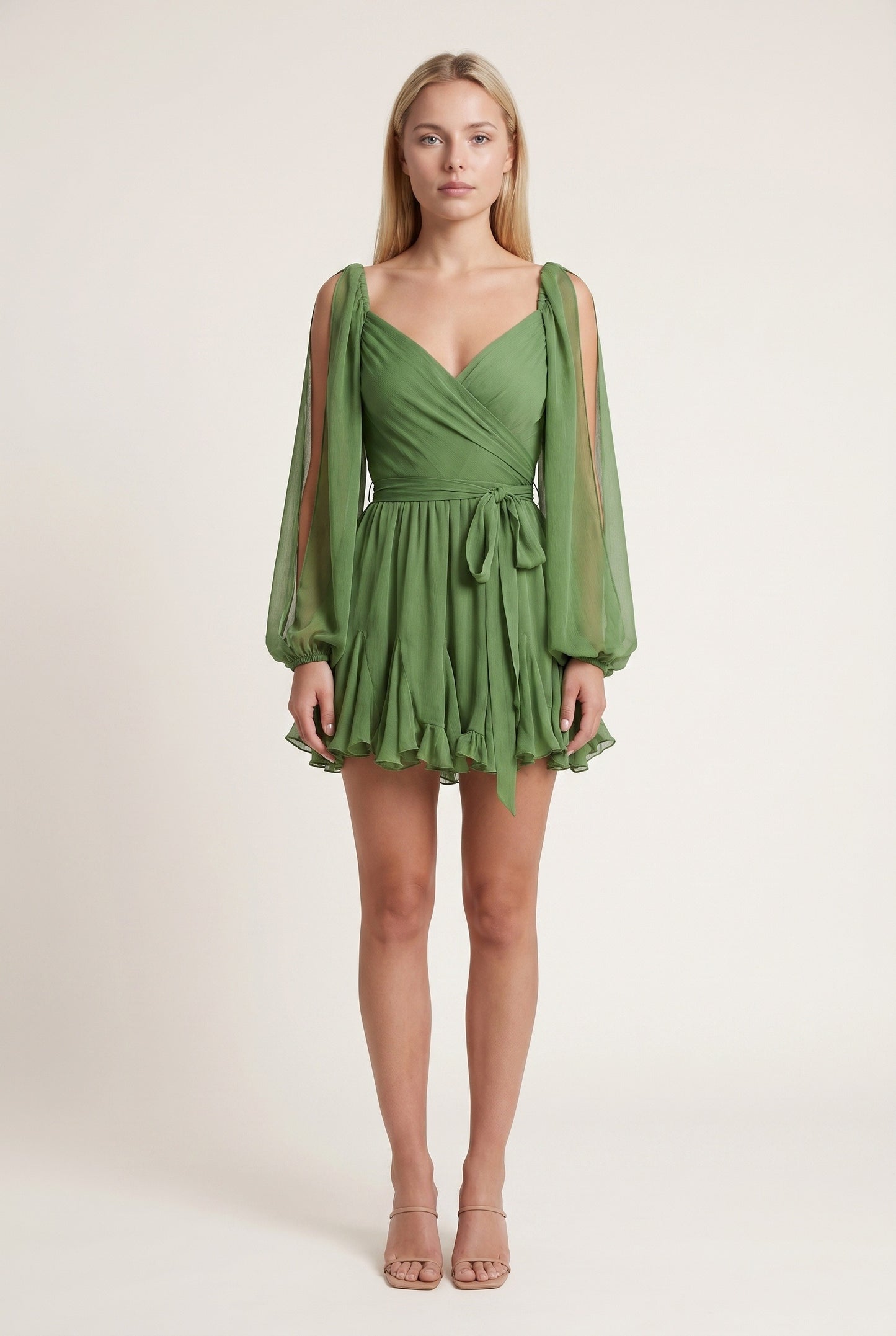 Chantal Women's Mini Dress | Off-Shoulder Sleeves | Pleated Skirt