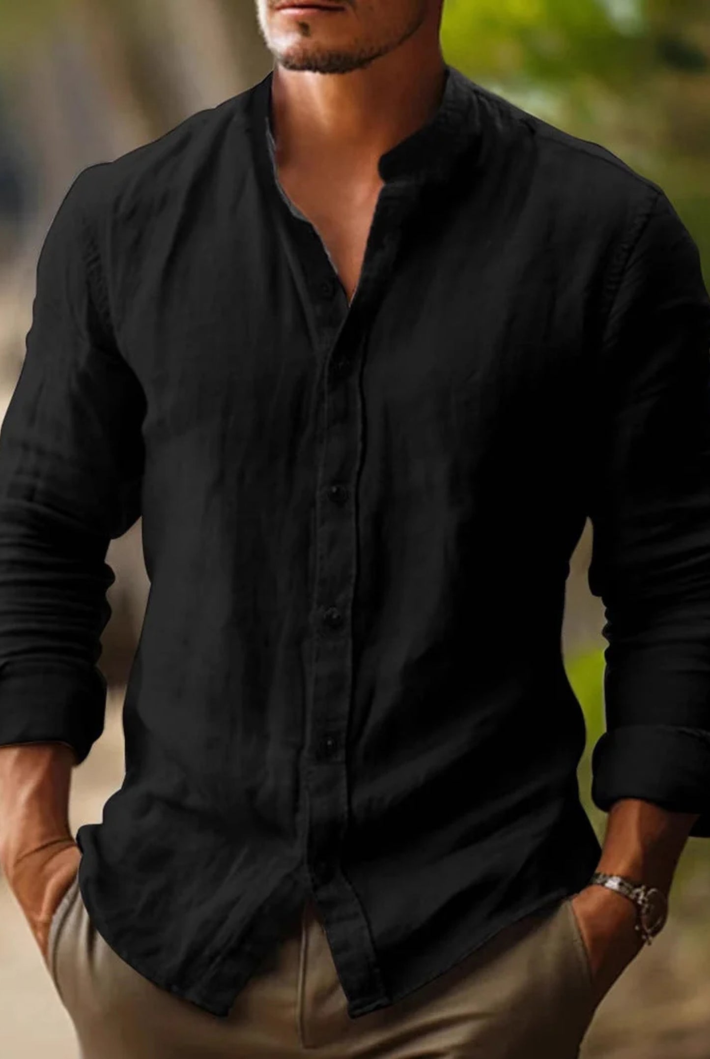 Rosario Men's Shirt | Stand-up Collar | Button-fastening