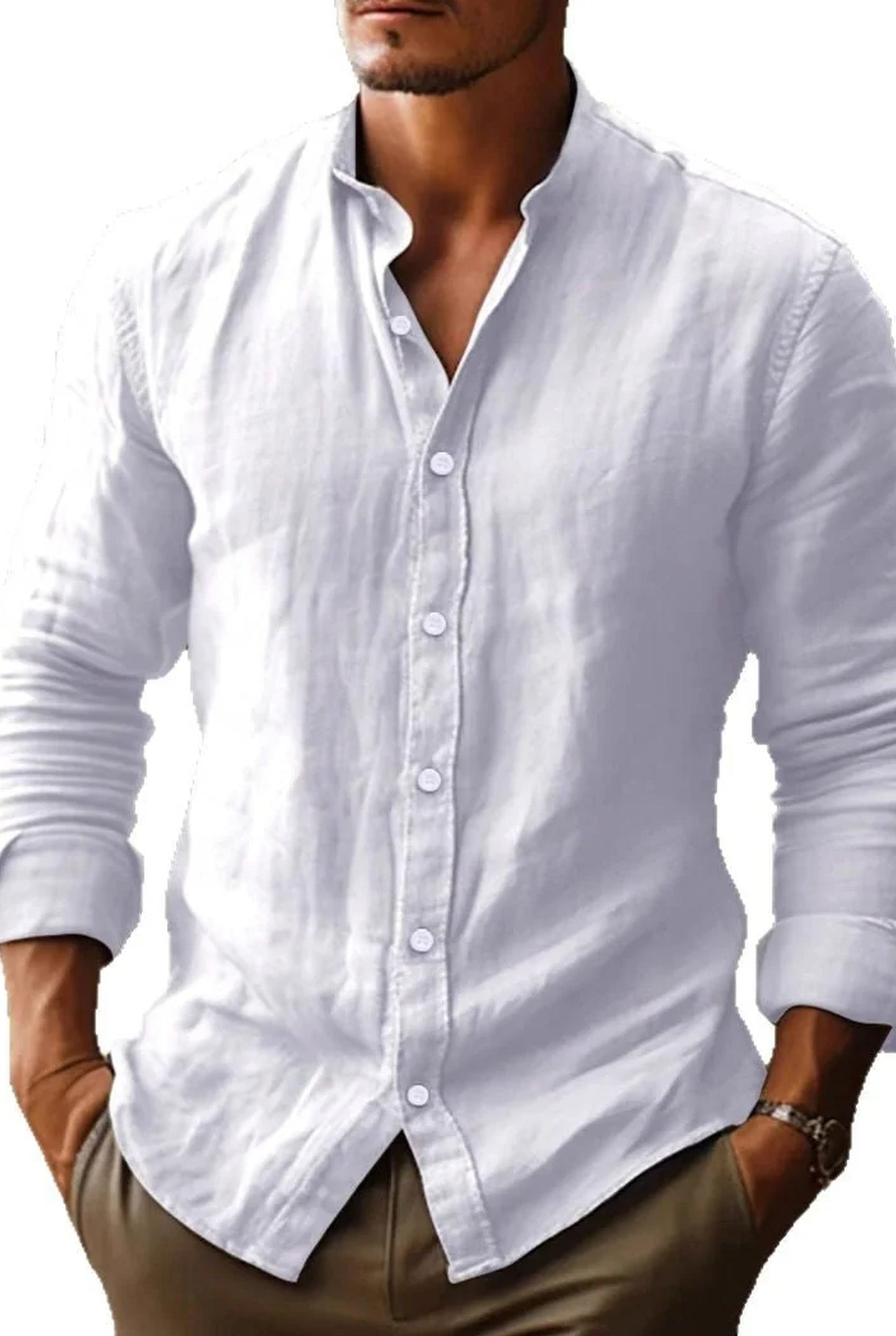 Rosario Men's Shirt | Stand-up Collar | Button-fastening