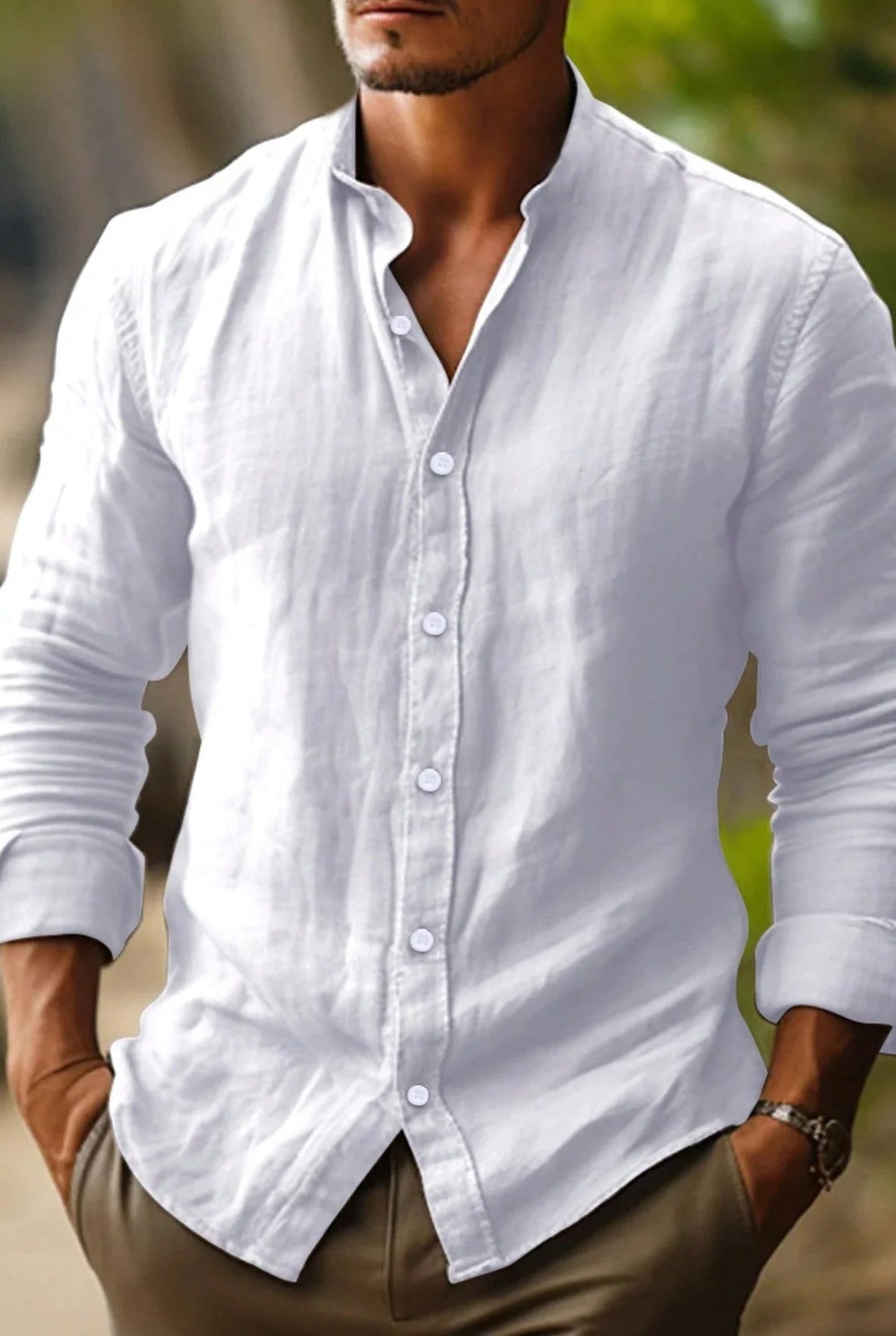 Rosario Men's Shirt | Stand-up Collar | Button-fastening
