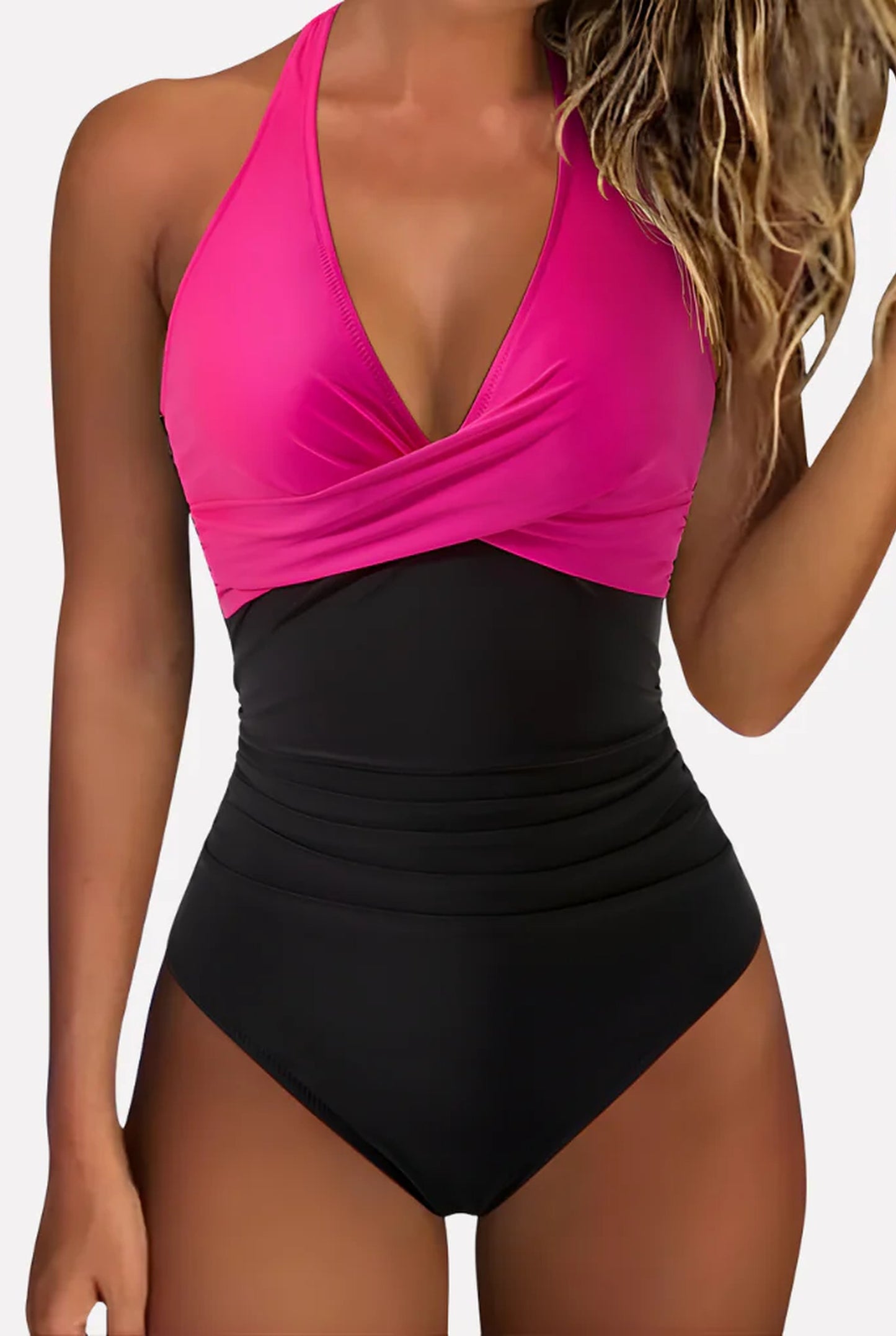 Alberta Dames Badkleding | Diep V-Hals | Rimpeldetails Zijkant