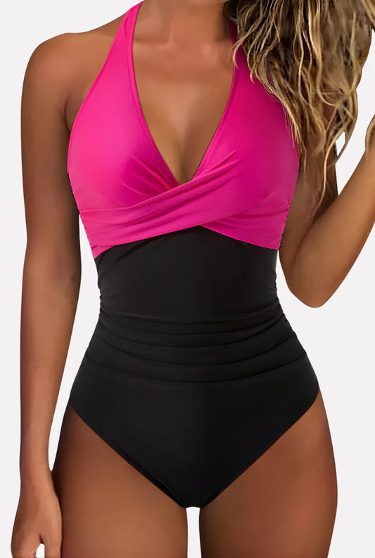 Alberta Dames Swimwear | Deep V-Neck | Side Ruffle Details