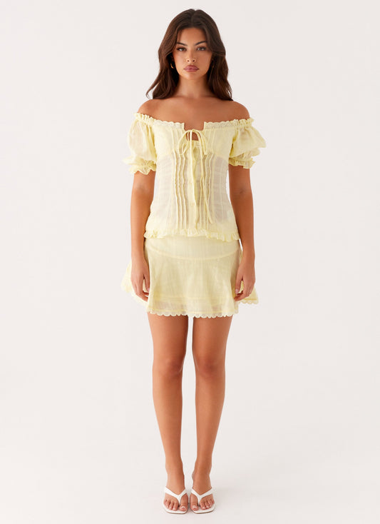 Liora Puff Sleeve Top – Off-Shoulder Kanten Top 8