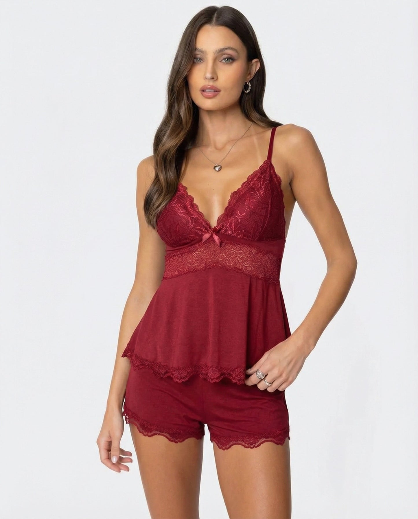 Isabella Dames Set | V-hals | Romantisch Ontwerp | Kanten Details 4