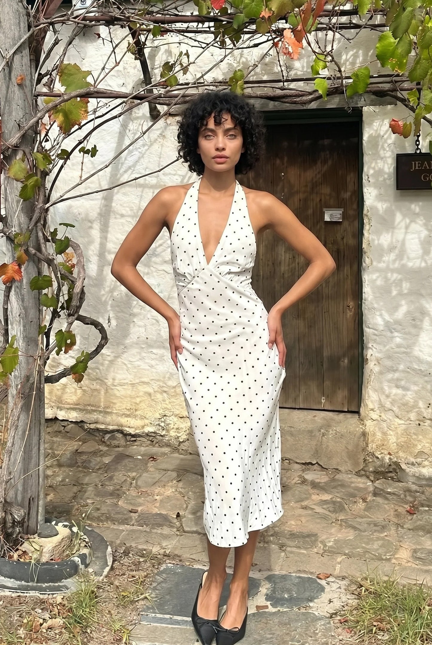 Sukienka Midi Filomène Dames | Dekolt-halter | Groszki