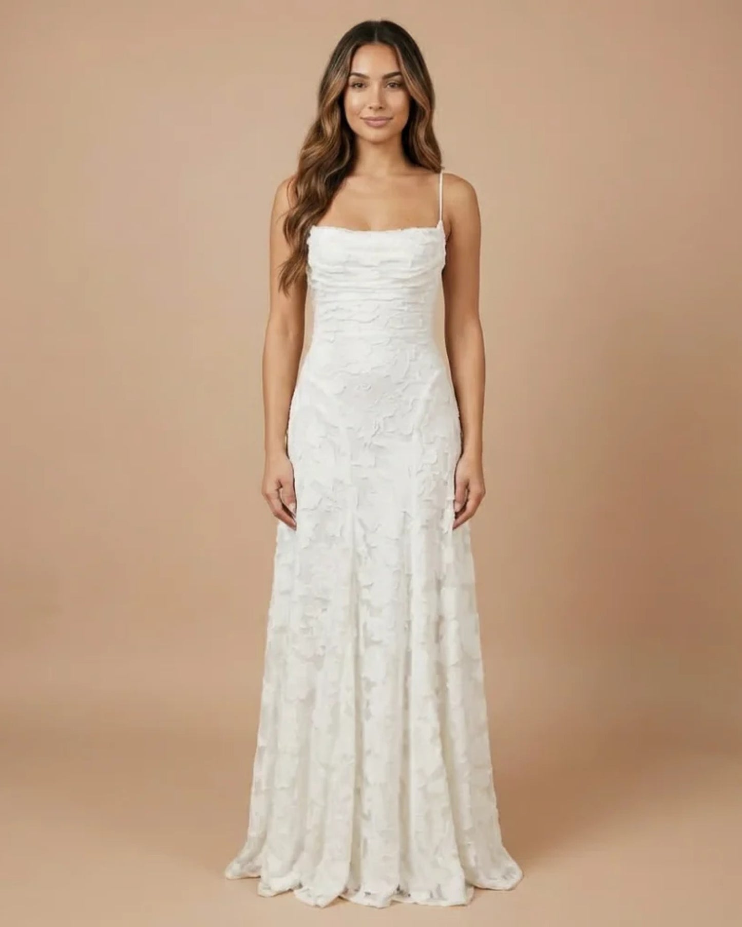 Mégane Women's Maxi Dress | Crossed Back Straps | Lace A-Line
