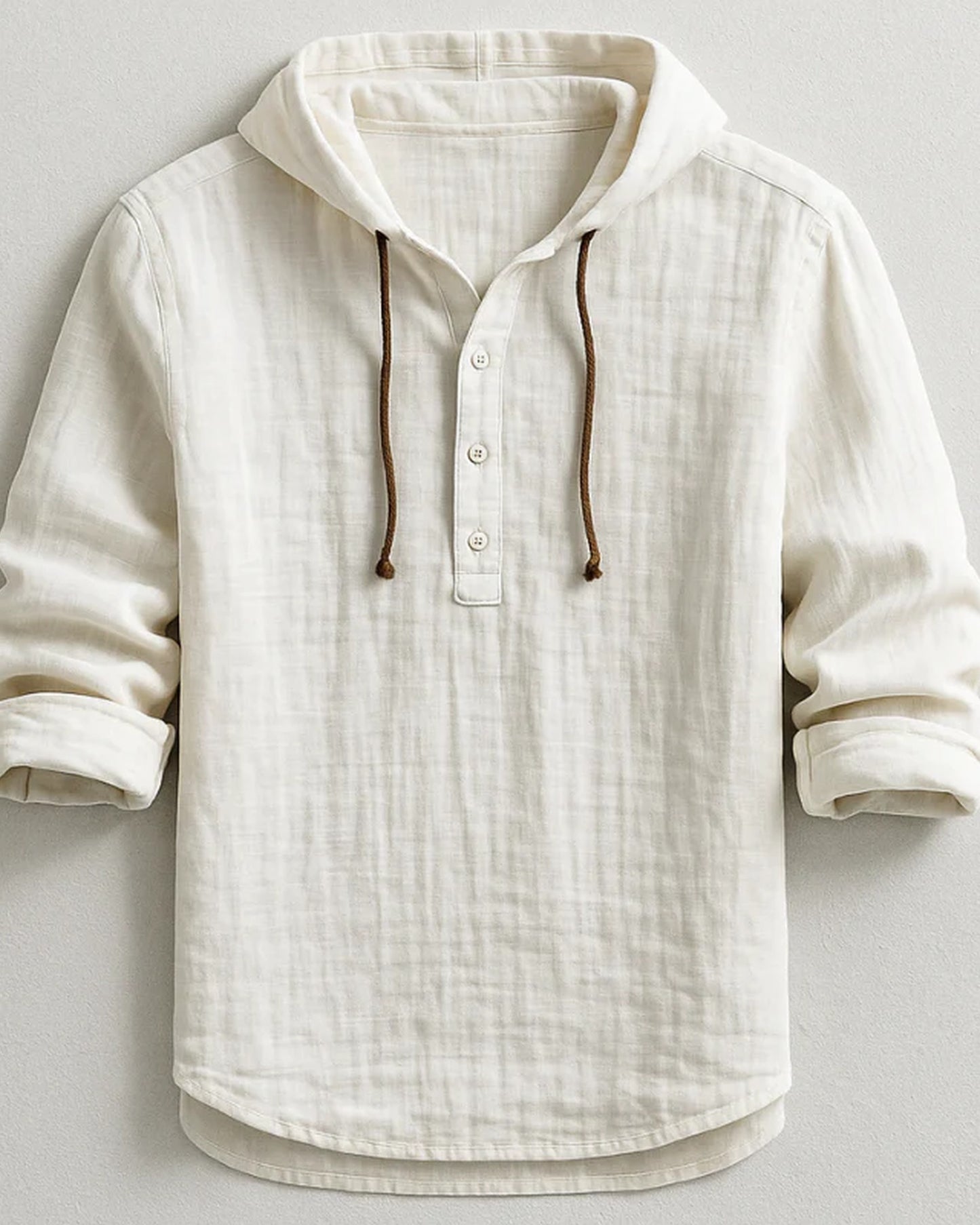 Elia Heren T-Shirt | Henleyhals | Capuchon met Trekkoorden