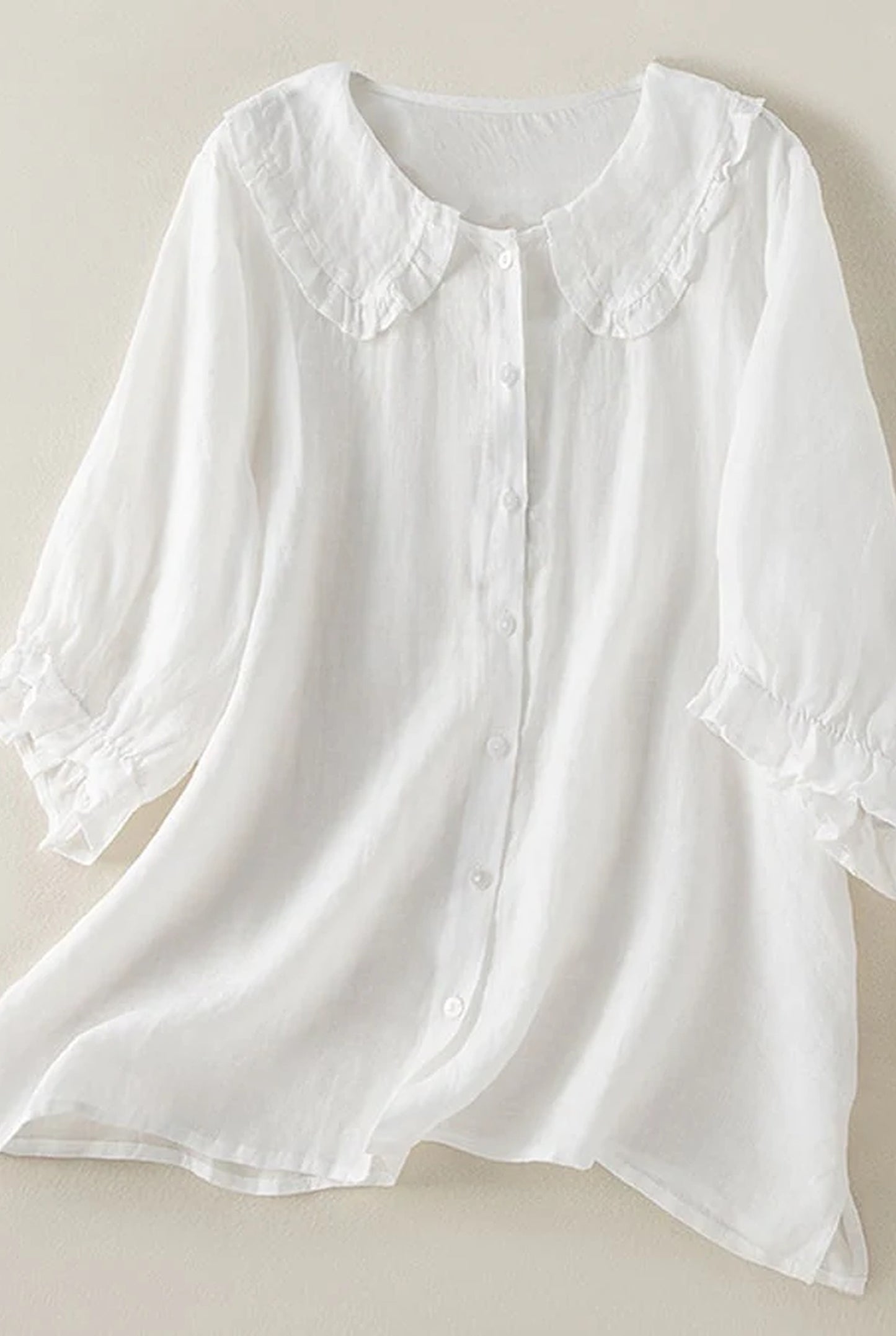 Elsa Dames Blouse | Ruches Kraag | 3/4 Ruches Mouwen
