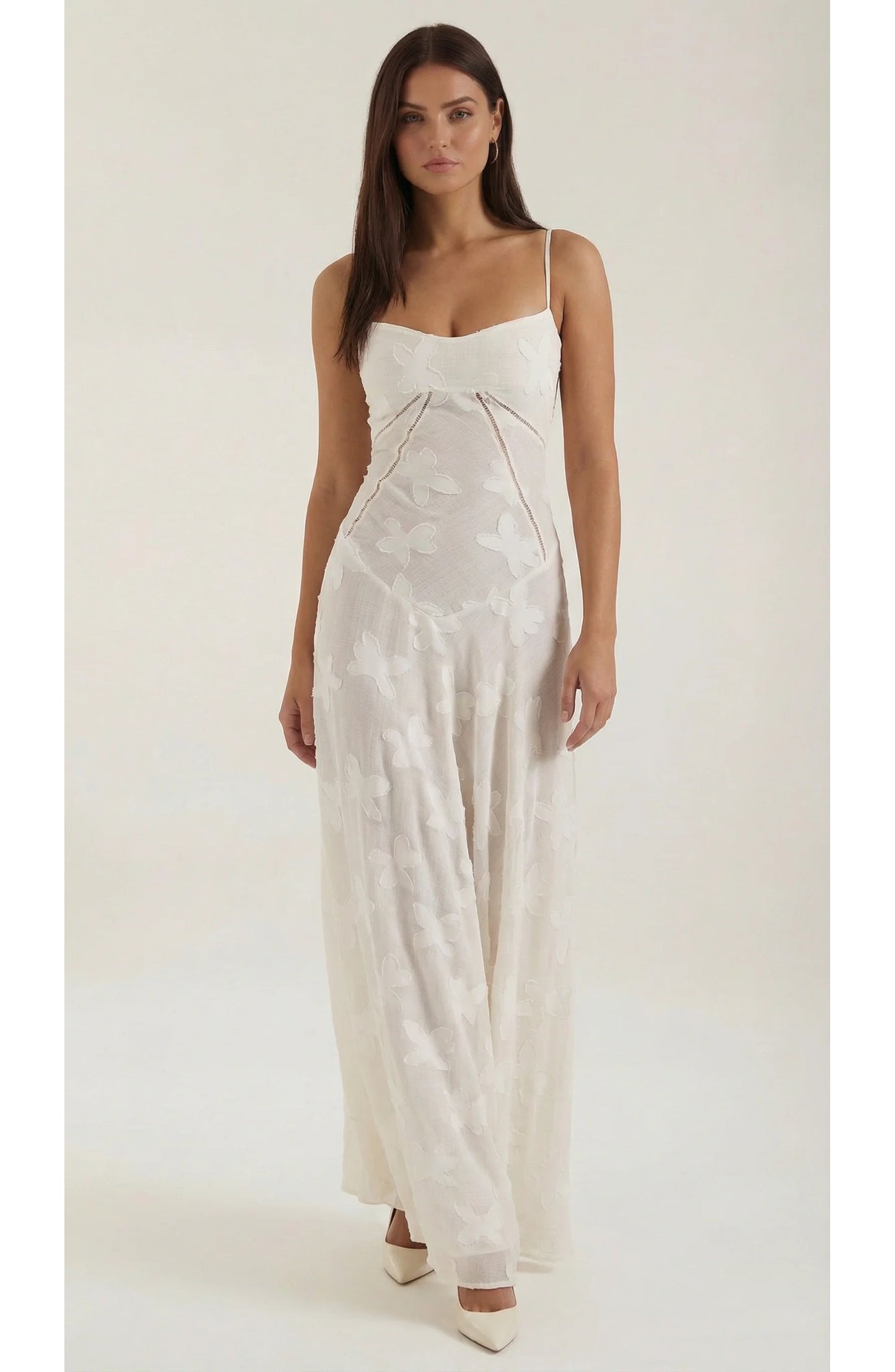 Evangéline Women's Maxi Dress | Heart-Shaped Neckline | Spaghetti Straps