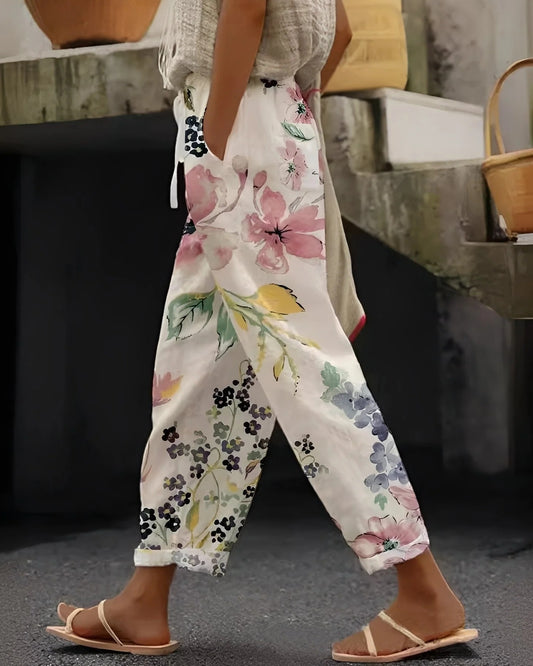 Patience Dames Trousers | Floral-print | Wide-Leg Fit
